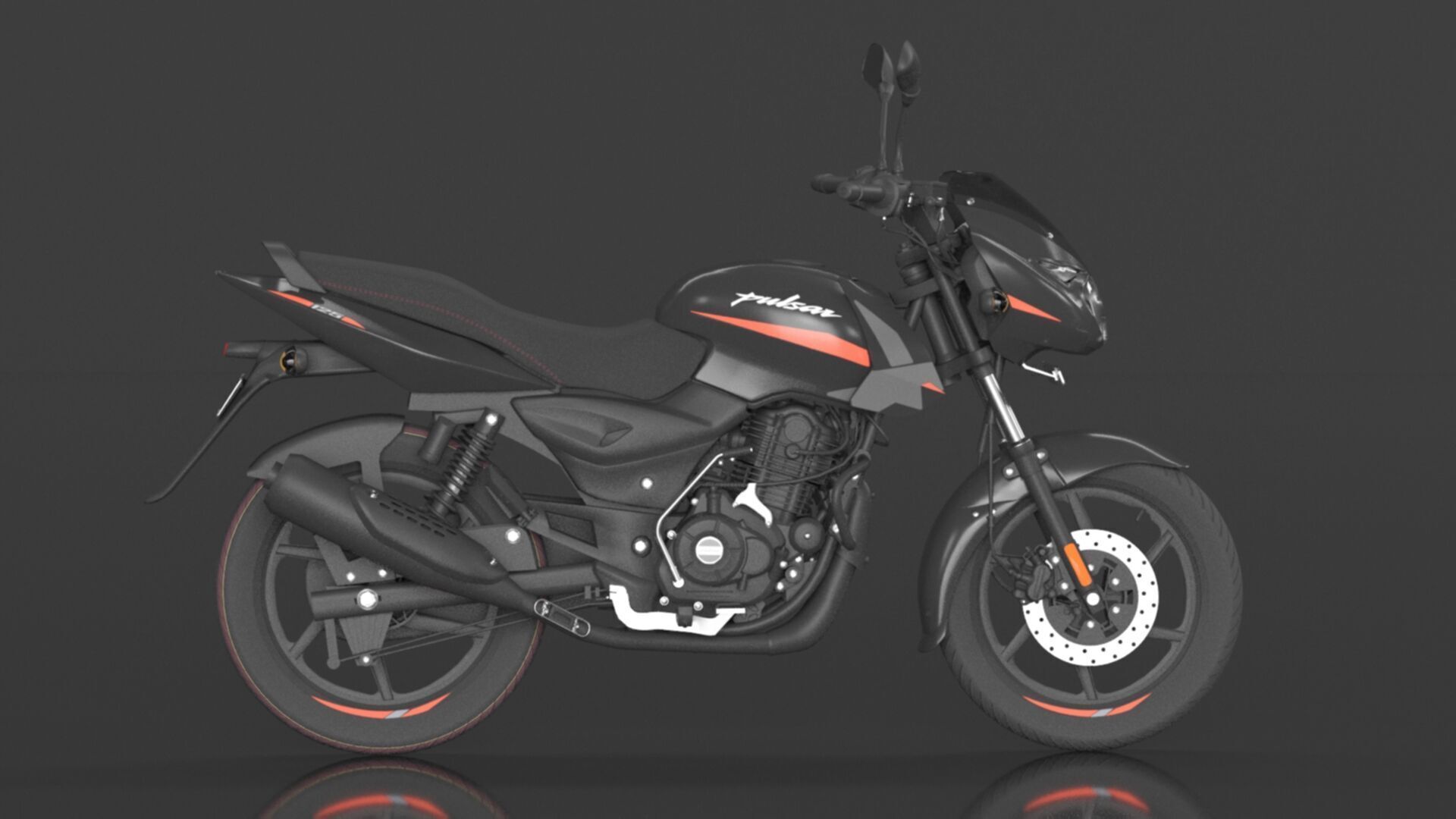 Bajaj Pulsar 125 Neon Disc Bike Low-poly 3D model_6