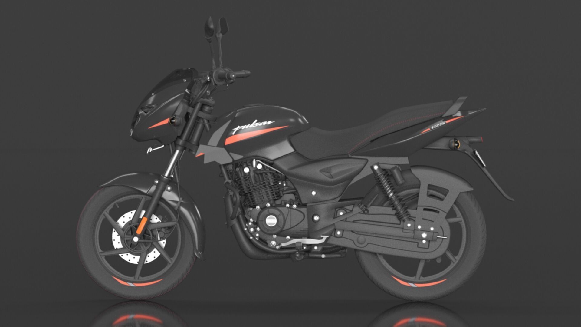 Bajaj Pulsar 125 Neon Disc Bike Low-poly 3D model_11