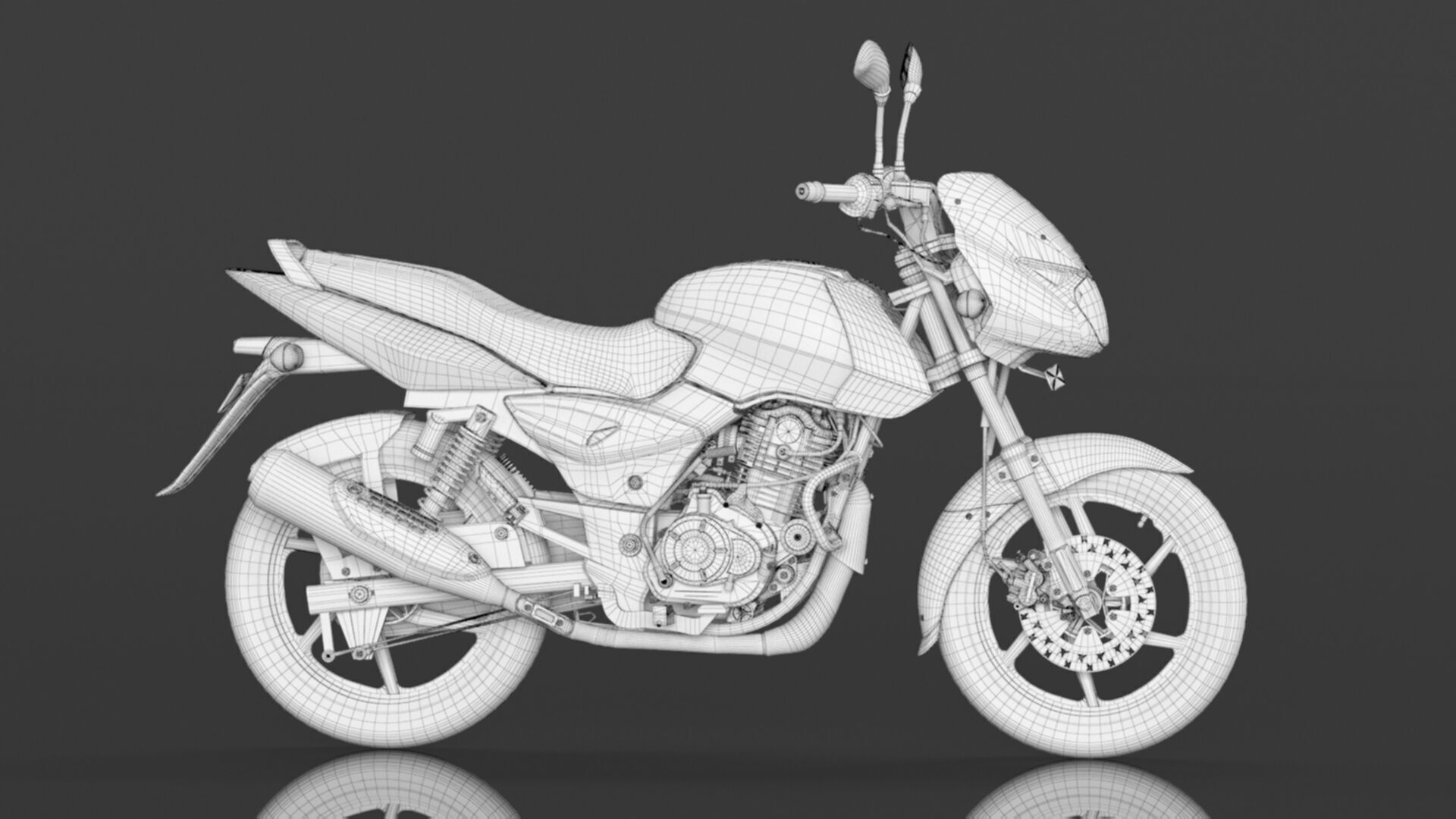 Bajaj Pulsar 125 Neon Disc Bike Low-poly 3D model_17