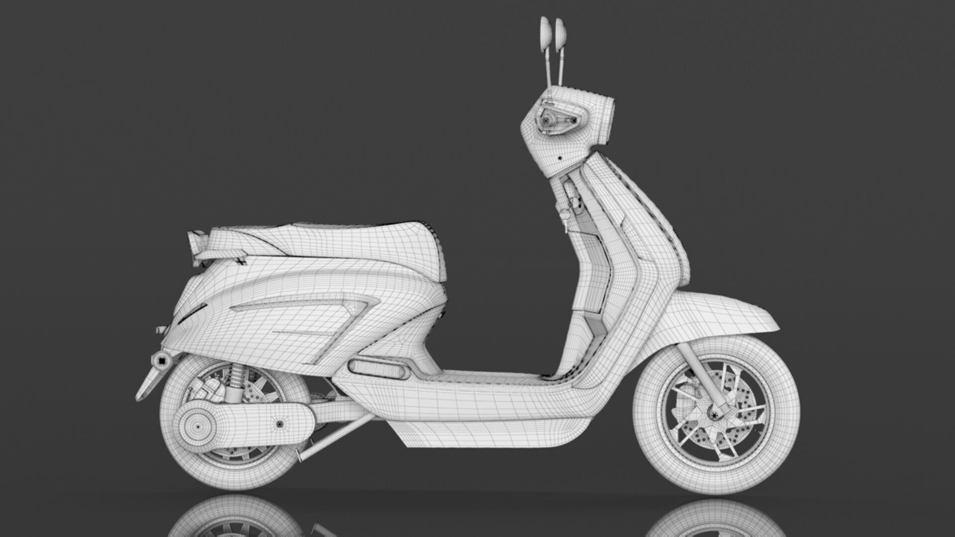  Vespa Electric Scooter Electric Motorcycle Ebike 1000W Low-poly 3D model_17