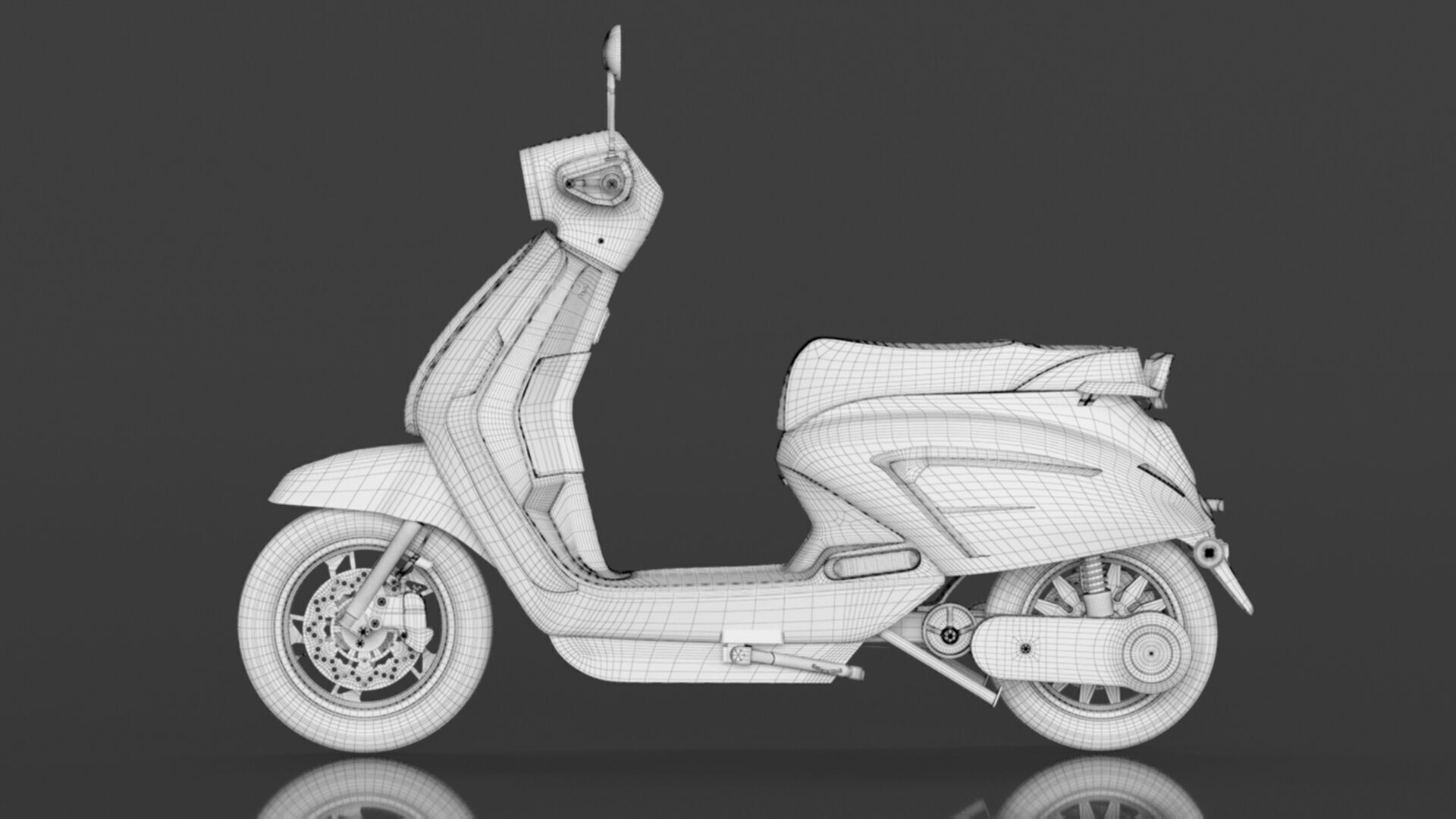  Vespa Electric Scooter Electric Motorcycle Ebike 1000W Low-poly 3D model_19