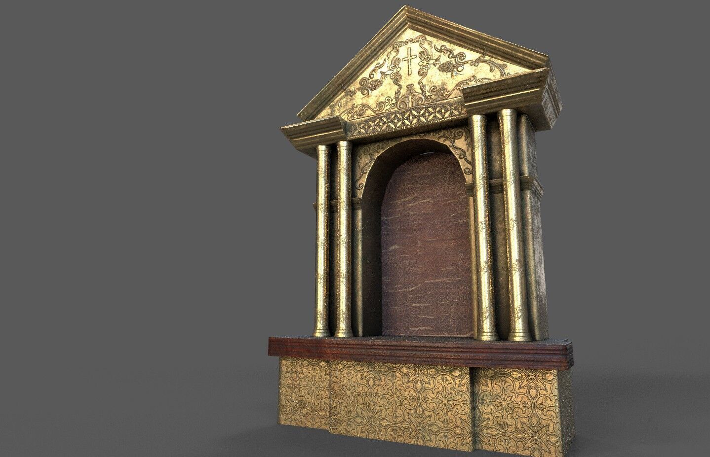 Church altarpiece Low-poly 3D model_1