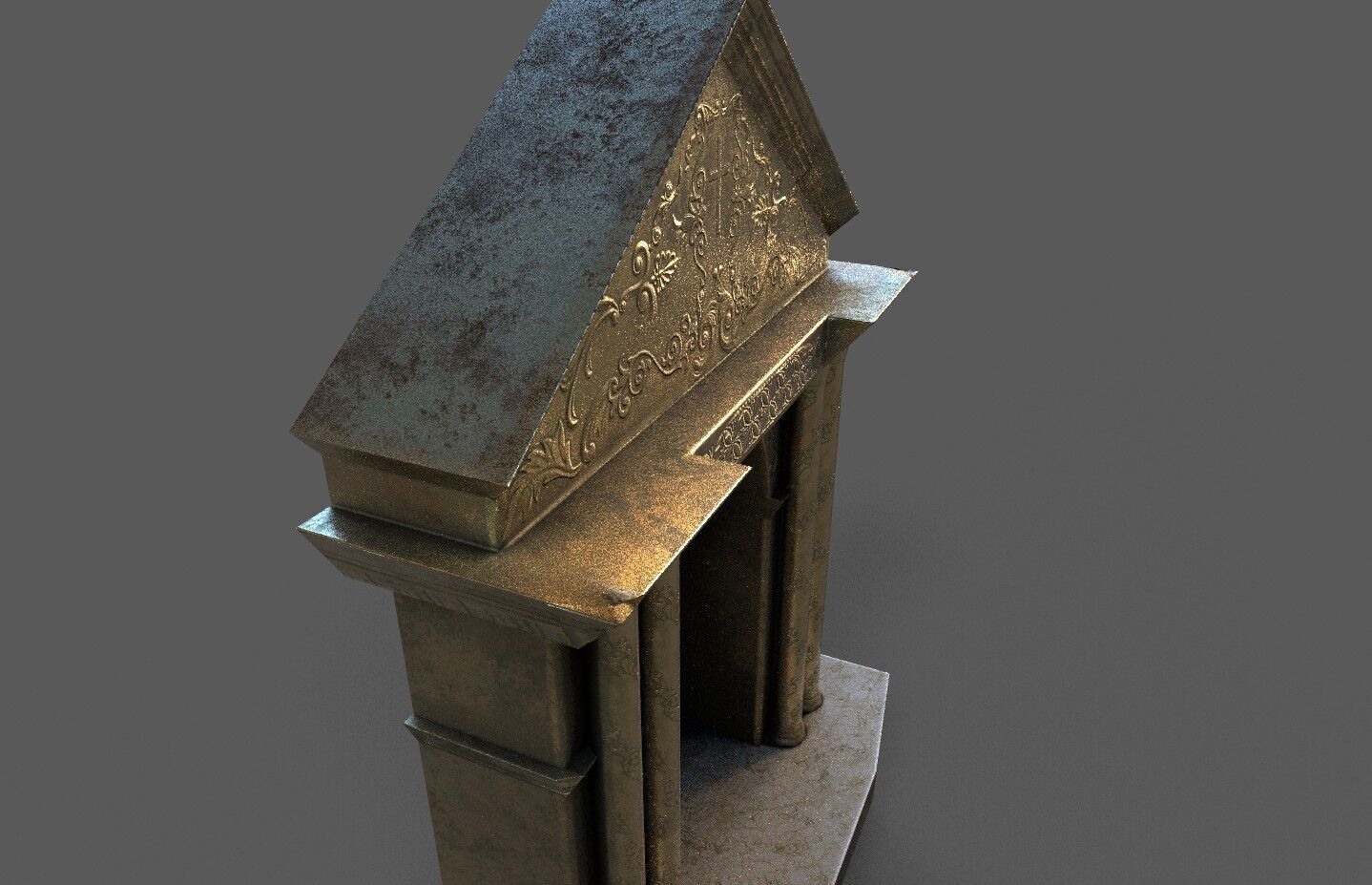Church altarpiece Low-poly 3D model_2