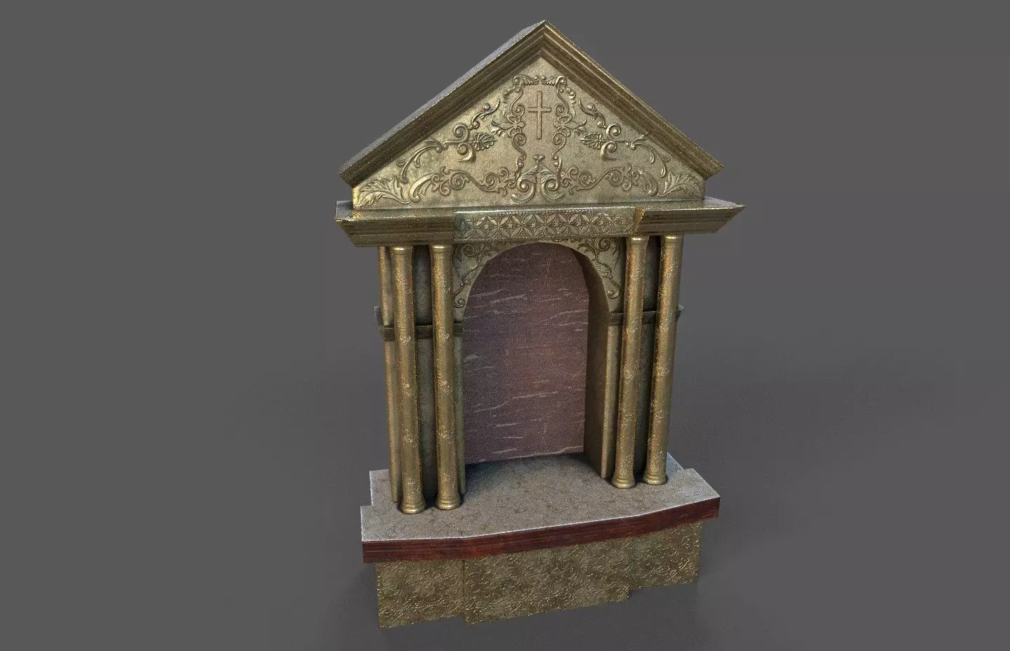 Church altarpiece Low-poly 3D model_0