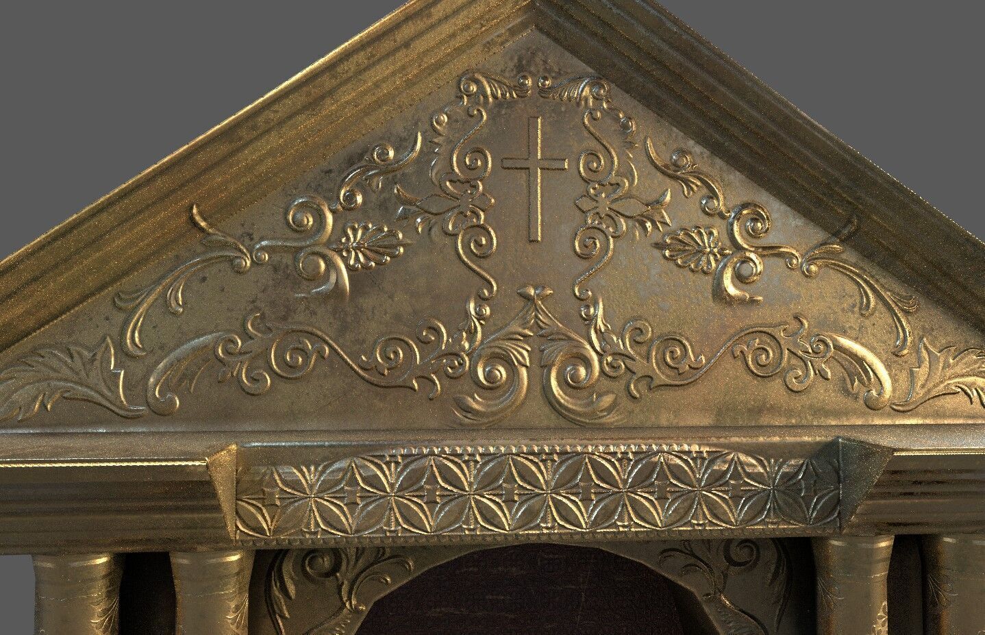 Church altarpiece Low-poly 3D model_3