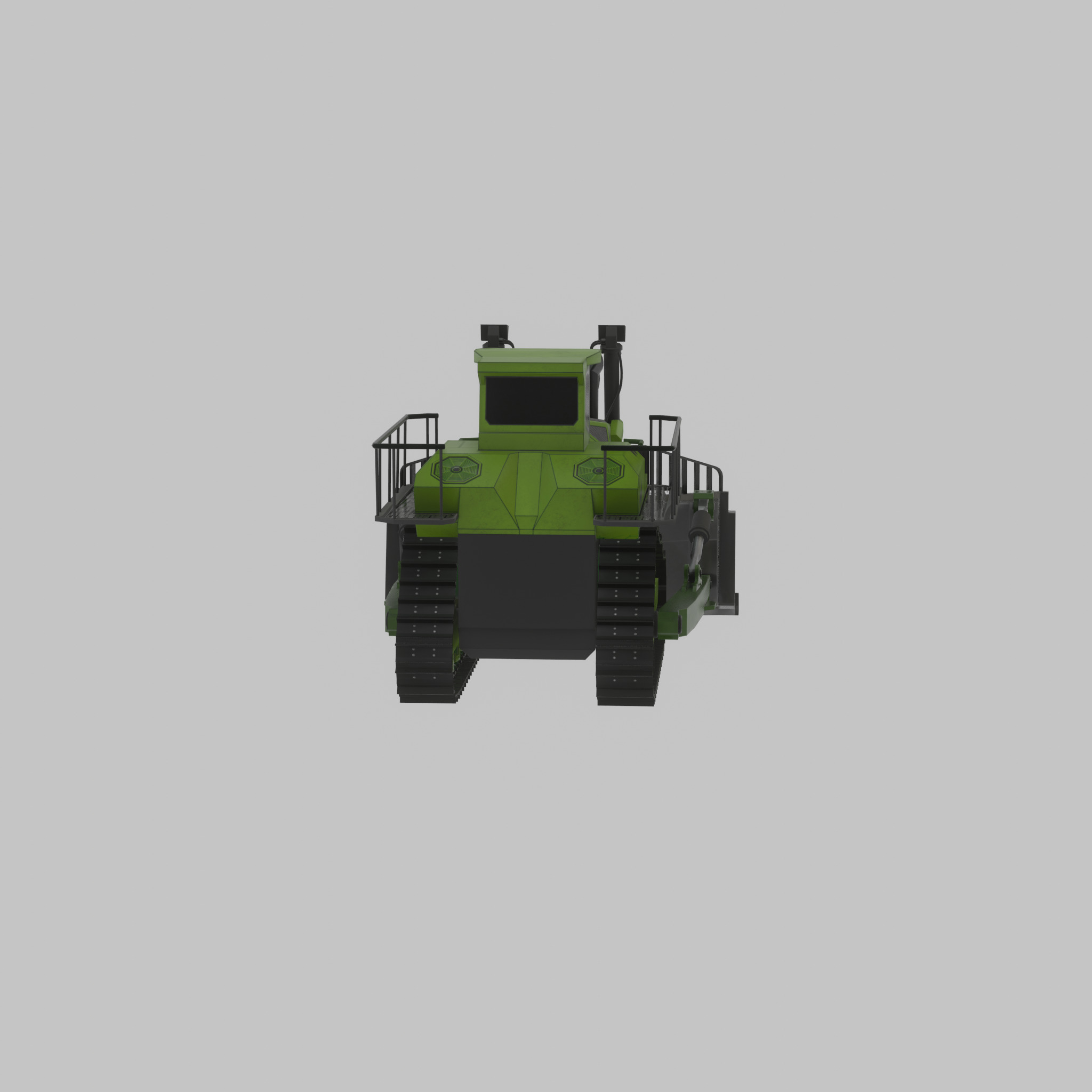 Hydraulic bulldozer tracked construction site vehicle green Low-poly 3D model_40