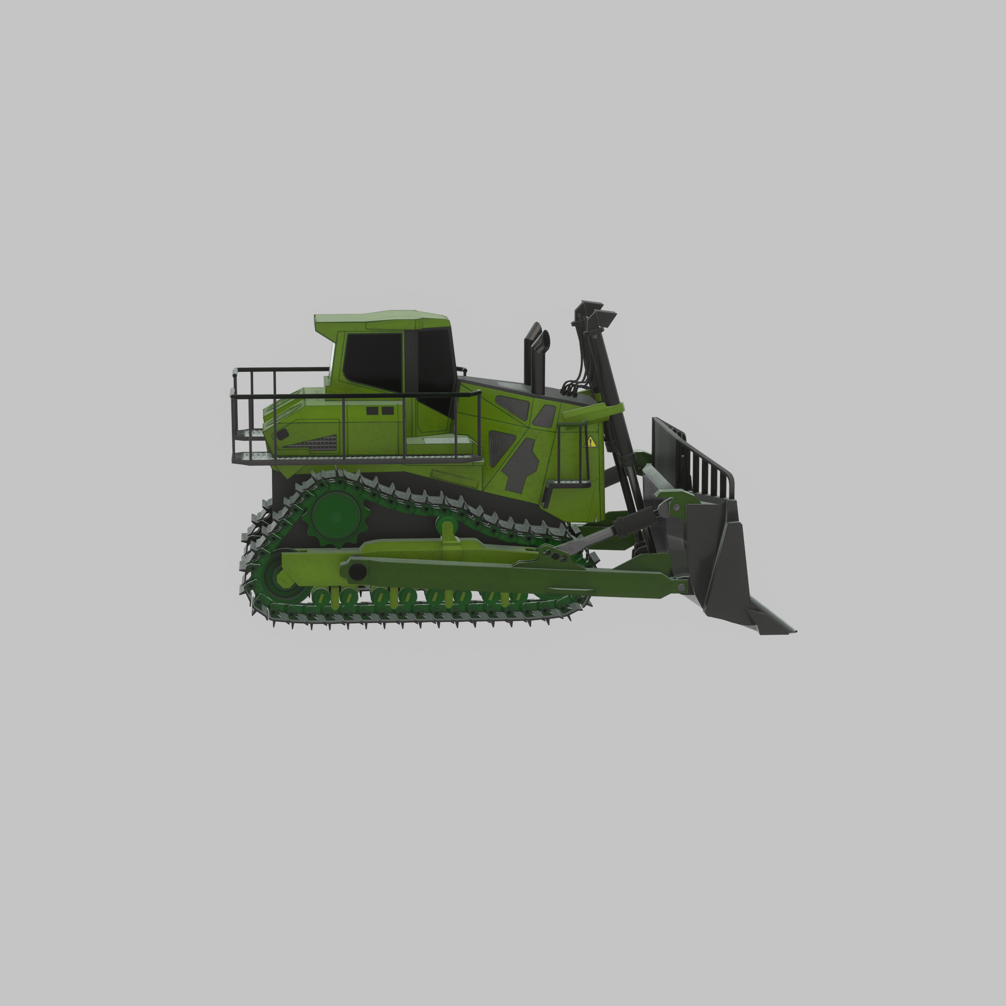 Hydraulic bulldozer tracked construction site vehicle green Low-poly 3D model_50