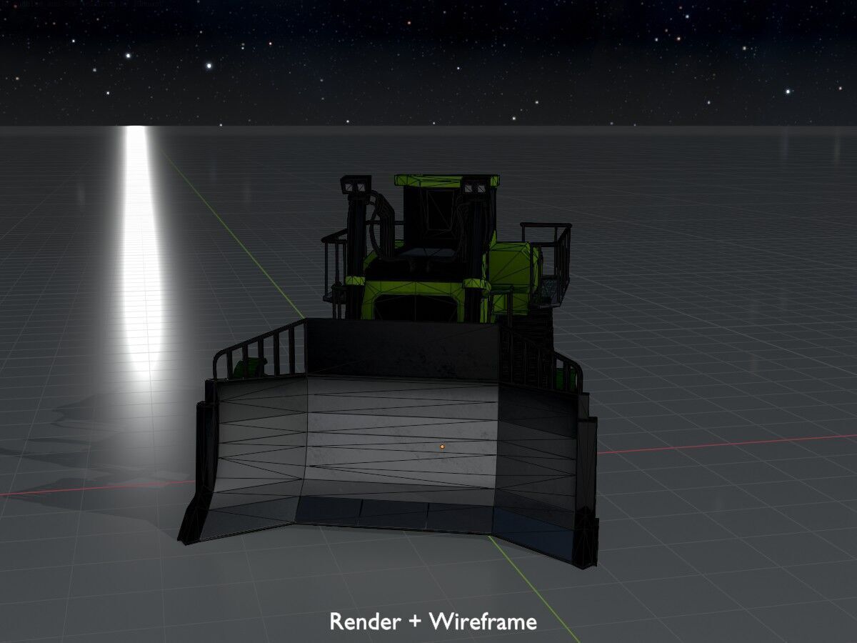 Hydraulic bulldozer tracked construction site vehicle green Low-poly 3D model_10