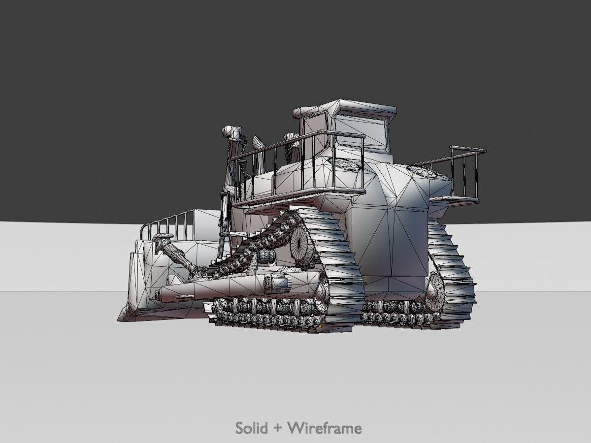 Hydraulic bulldozer tracked construction site vehicle green Low-poly 3D model_11
