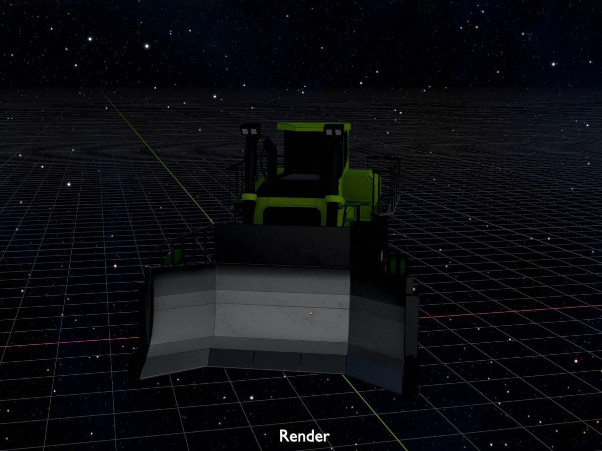 Hydraulic bulldozer tracked construction site vehicle green Low-poly 3D model_18