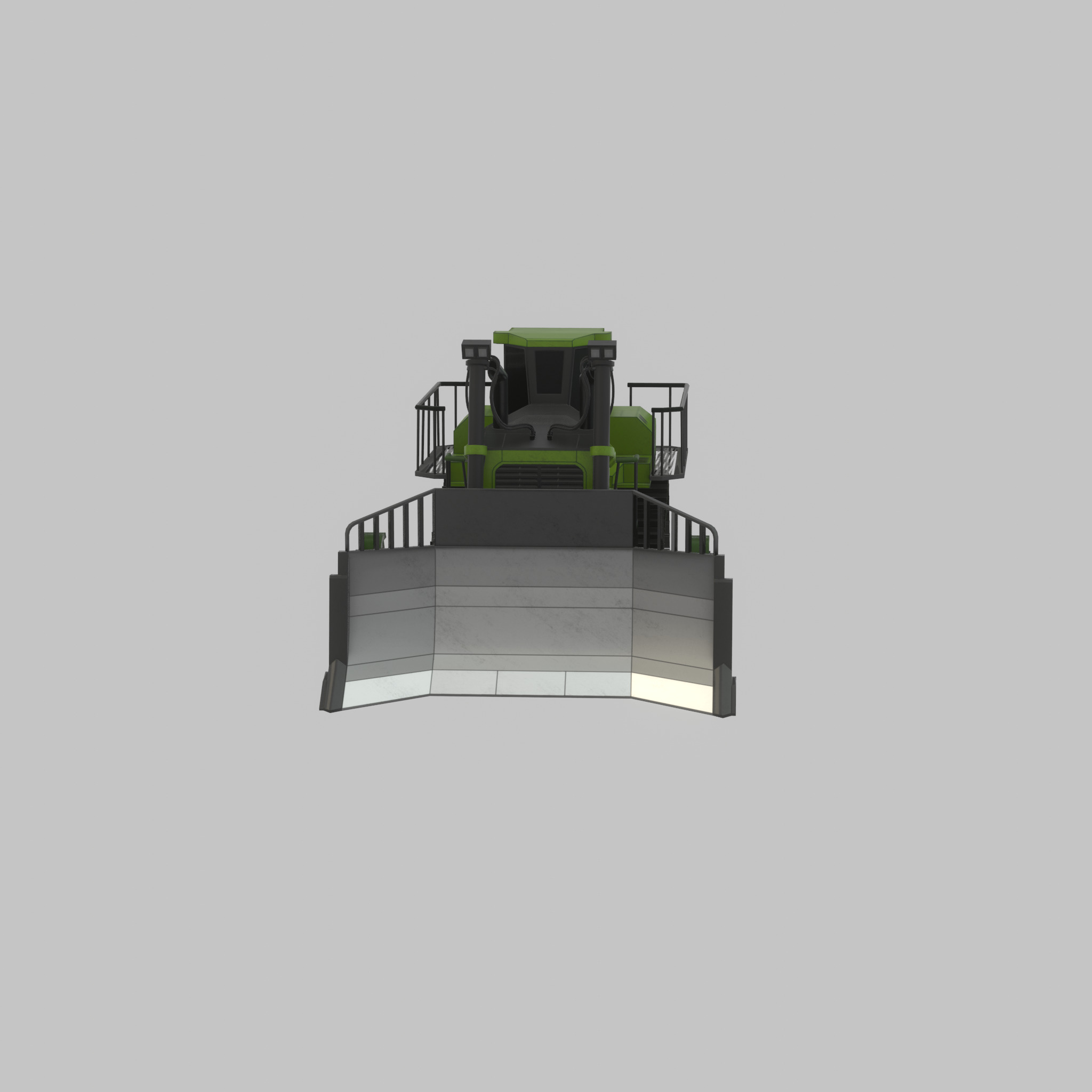 Hydraulic bulldozer tracked construction site vehicle green Low-poly 3D model_58