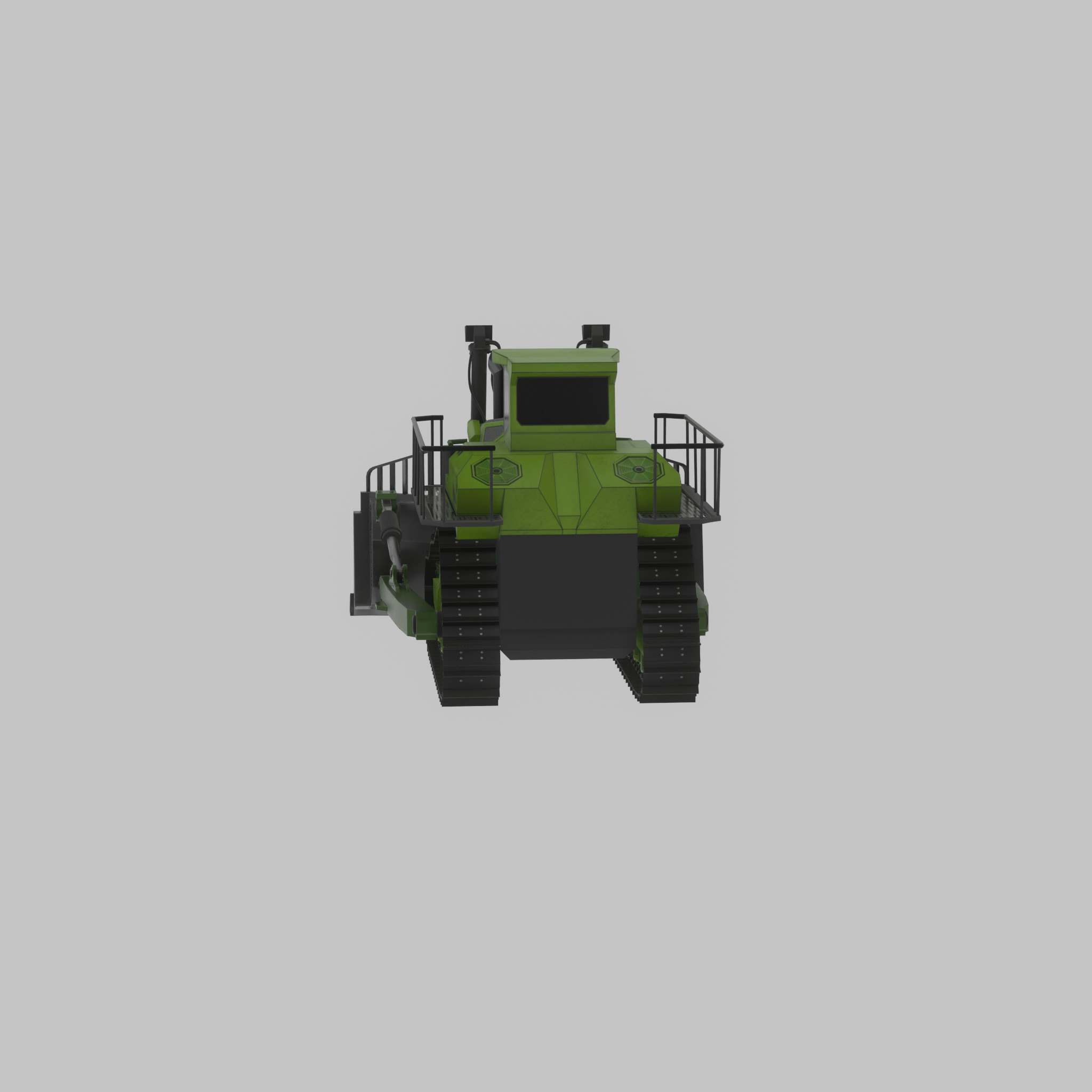 Hydraulic bulldozer tracked construction site vehicle green Low-poly 3D model_39