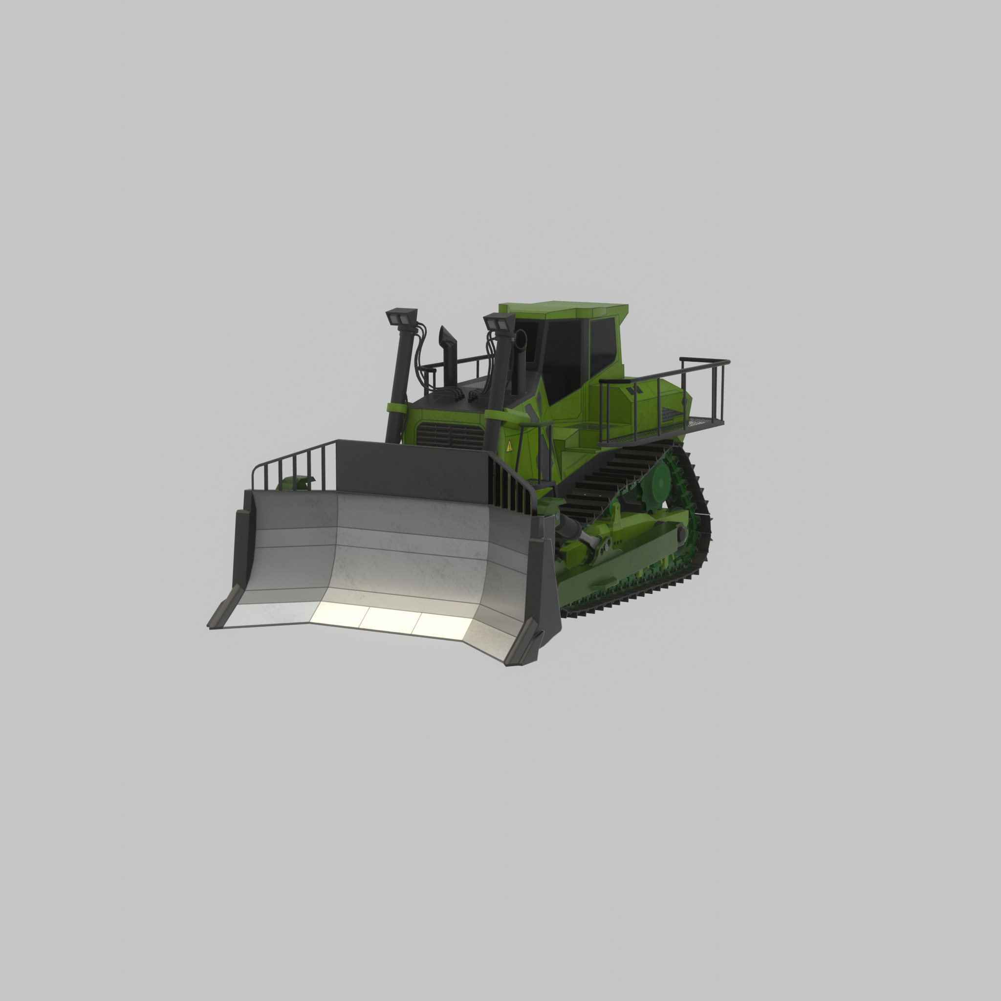 Hydraulic bulldozer tracked construction site vehicle green Low-poly 3D model_61