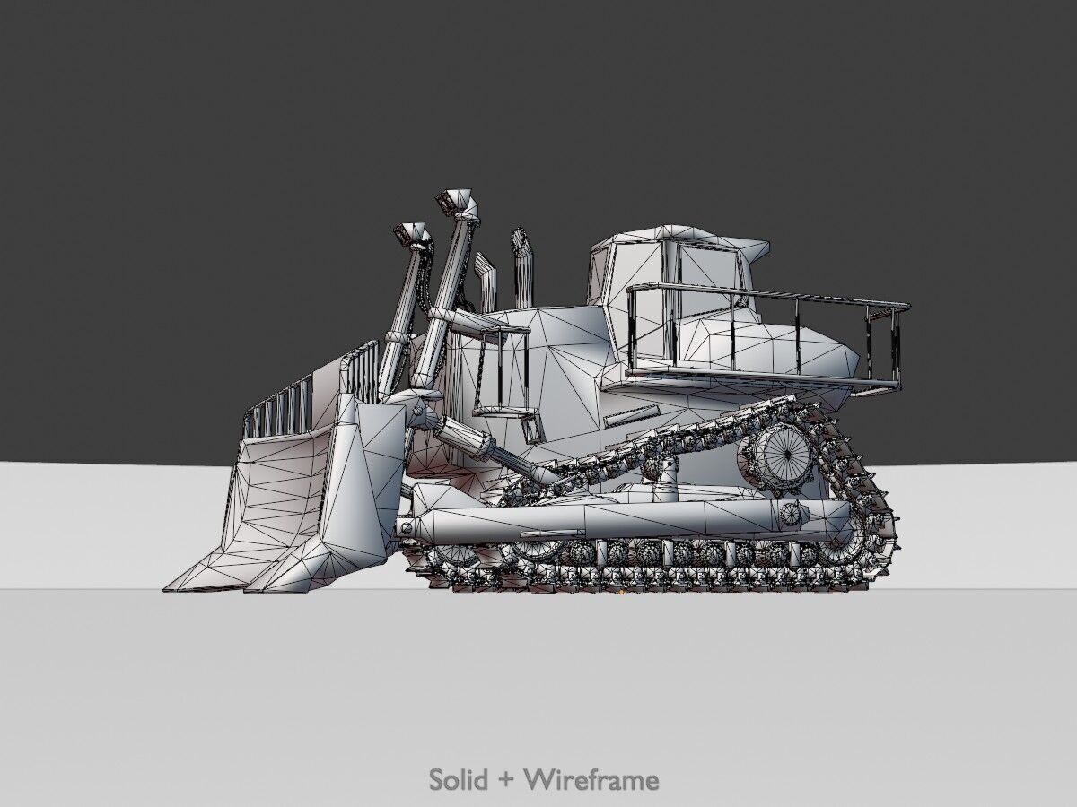 Hydraulic bulldozer tracked construction site vehicle green Low-poly 3D model_2