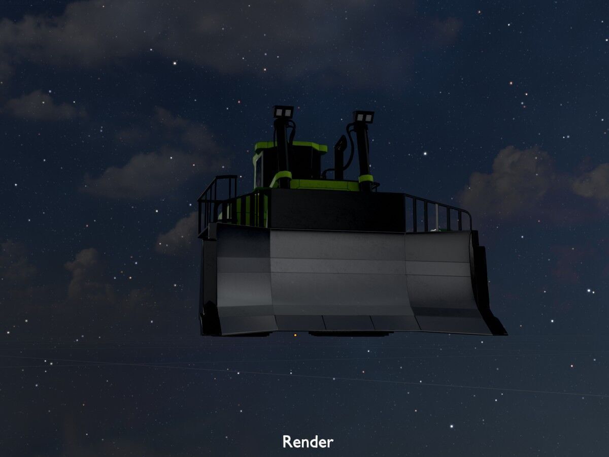 Hydraulic bulldozer tracked construction site vehicle green Low-poly 3D model_21