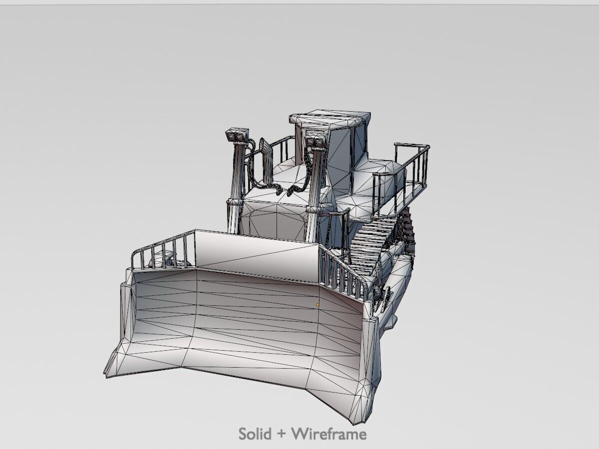 Hydraulic bulldozer tracked construction site vehicle green Low-poly 3D model_4