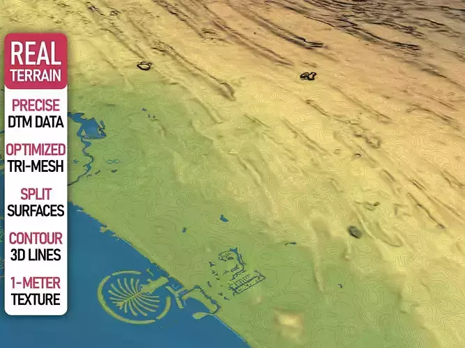 Dubai - Topography Terrain Low-poly 3D model