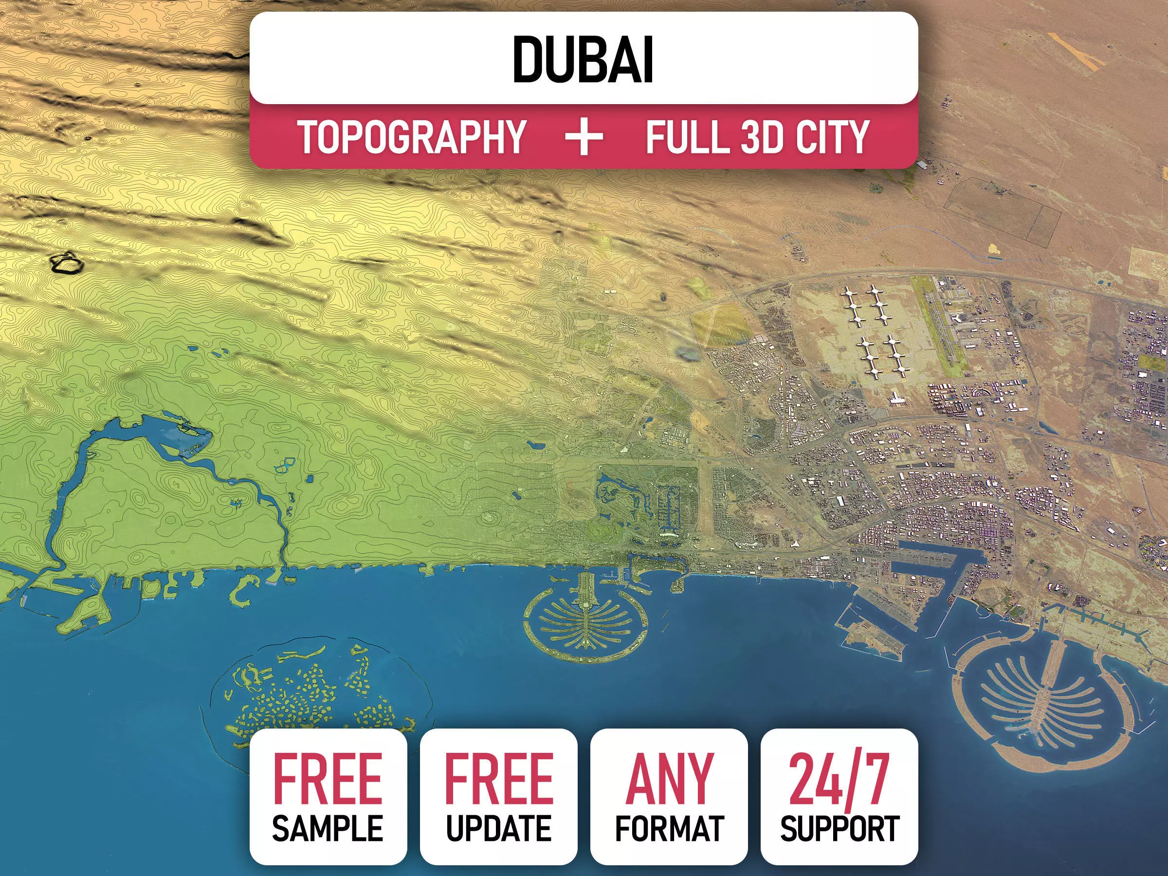 Dubai - Topography Terrain 3D City 3D Model Collection_0