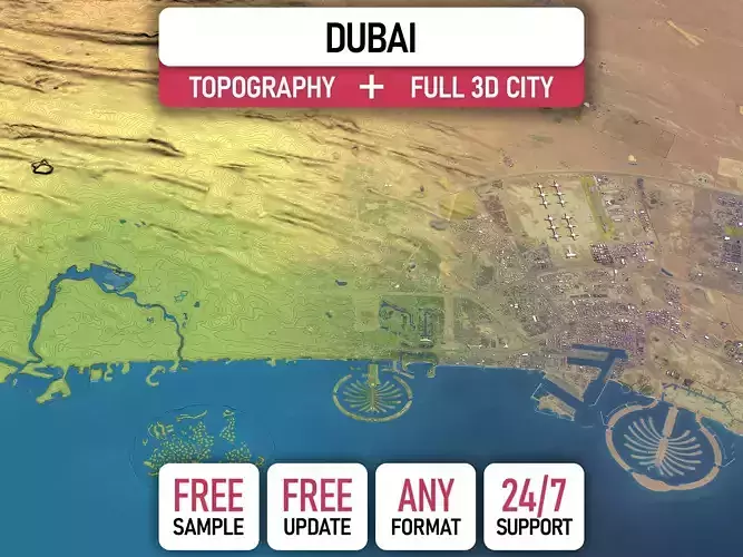 Dubai - Topography Terrain 3D City 3D Model Collection