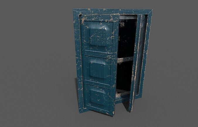 Old blue wood Windows Low-poly 3D model