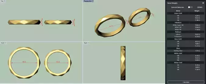 Facette wedding rings