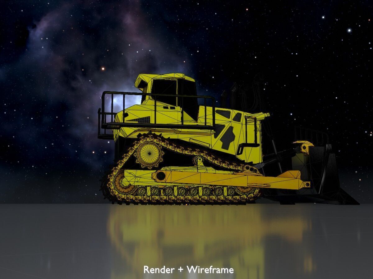 Hydraulic bulldozer tracked construction site vehicle yellow Low-poly 3D model_7