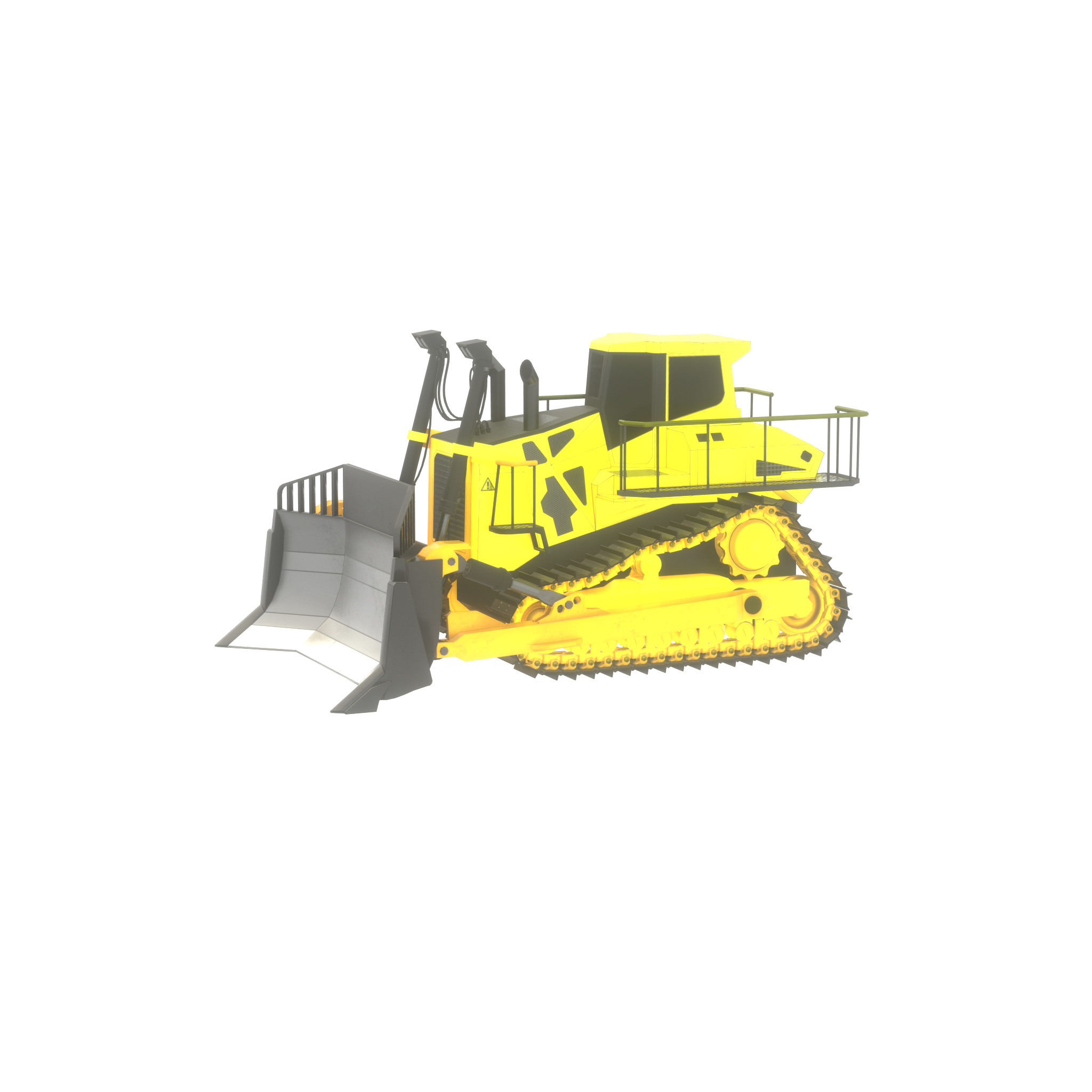 Hydraulic bulldozer tracked construction site vehicle yellow Low-poly 3D model_25