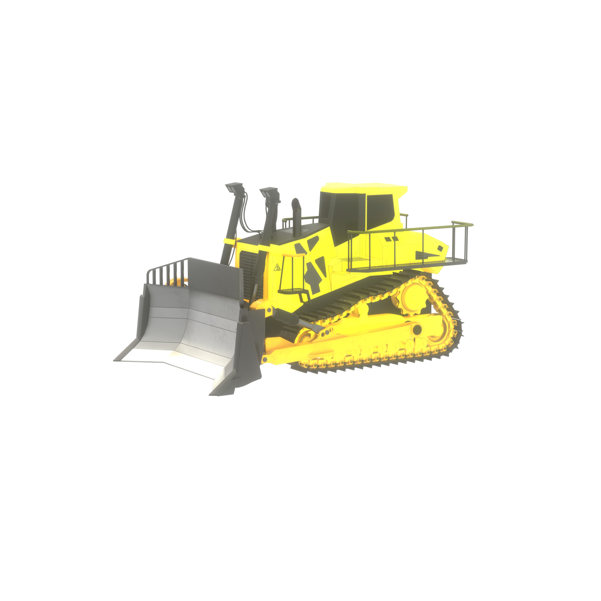 Hydraulic bulldozer tracked construction site vehicle yellow Low-poly 3D model_24