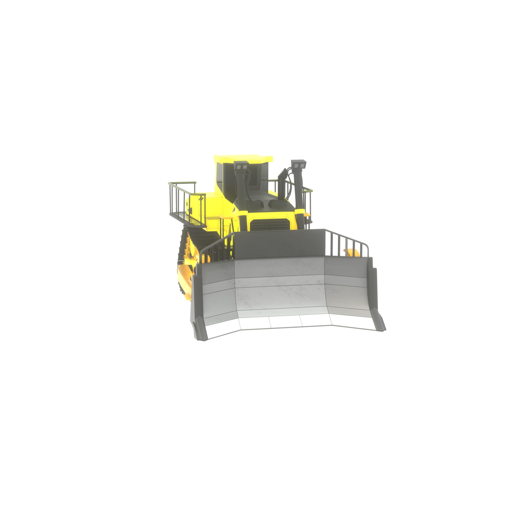 Hydraulic bulldozer tracked construction site vehicle yellow Low-poly 3D model_54