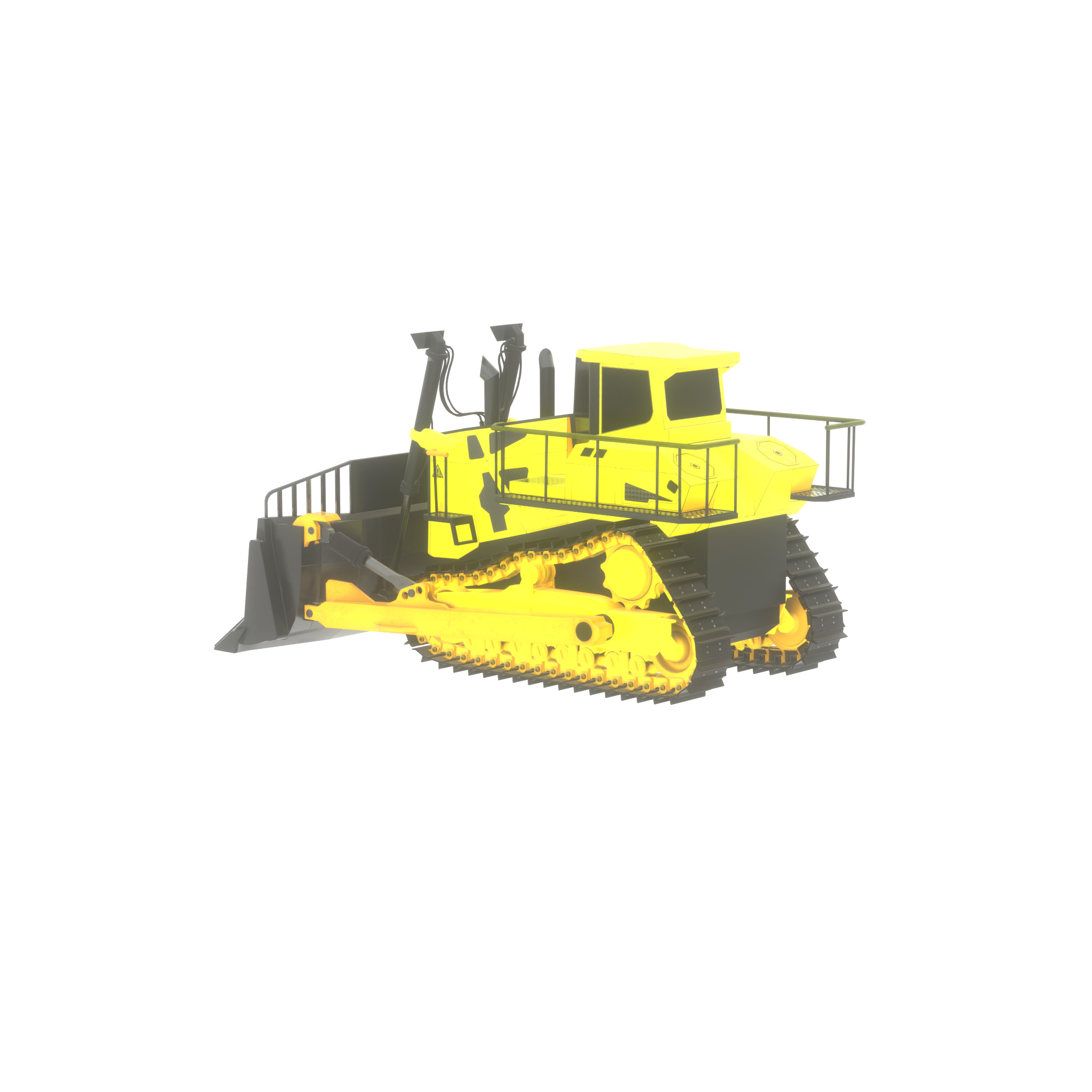 Hydraulic bulldozer tracked construction site vehicle yellow Low-poly 3D model_33