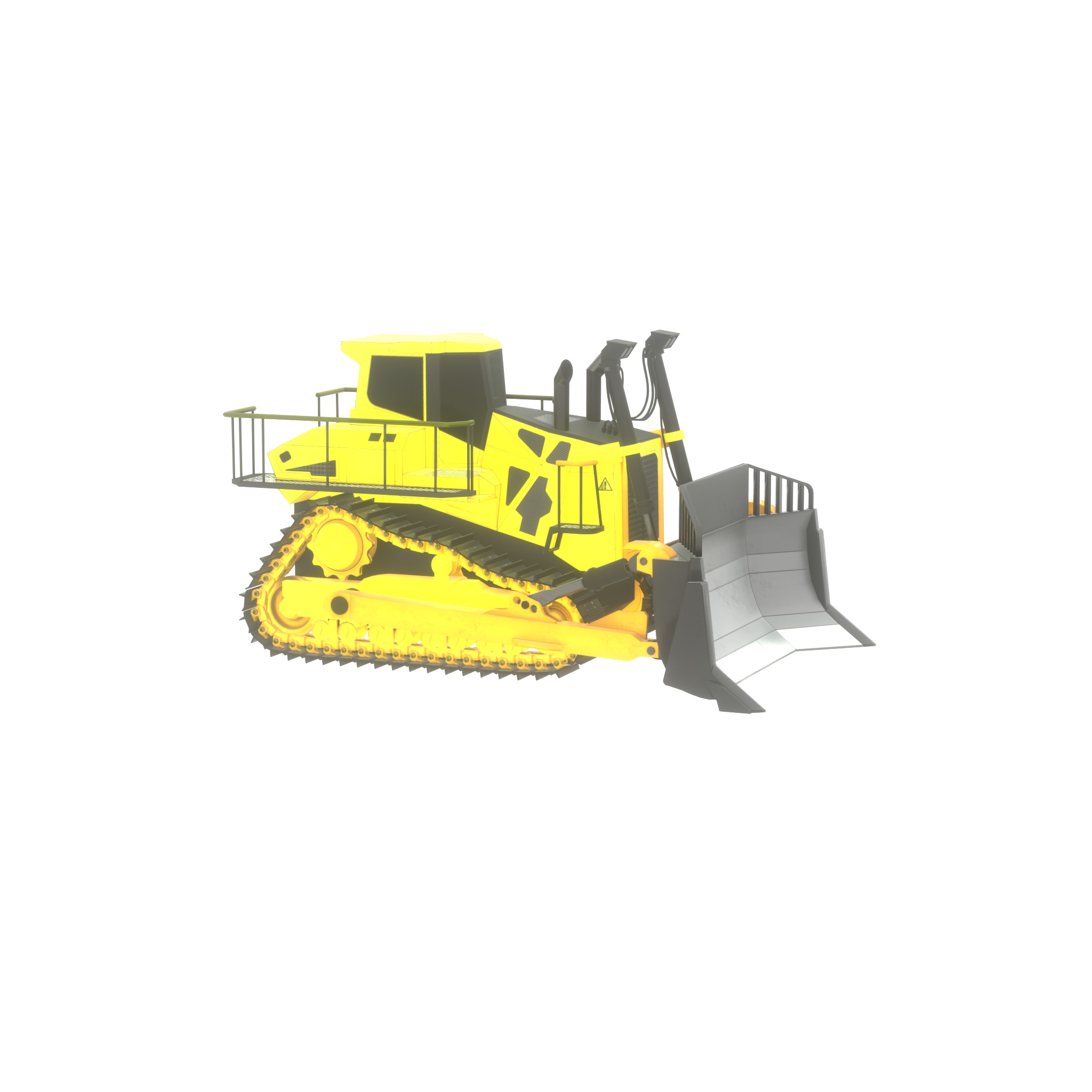 Hydraulic bulldozer tracked construction site vehicle yellow Low-poly 3D model_52