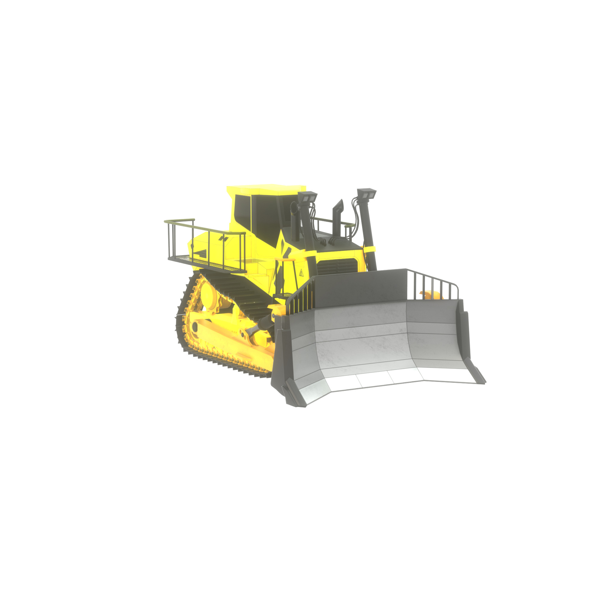 Hydraulic bulldozer tracked construction site vehicle yellow Low-poly 3D model_57