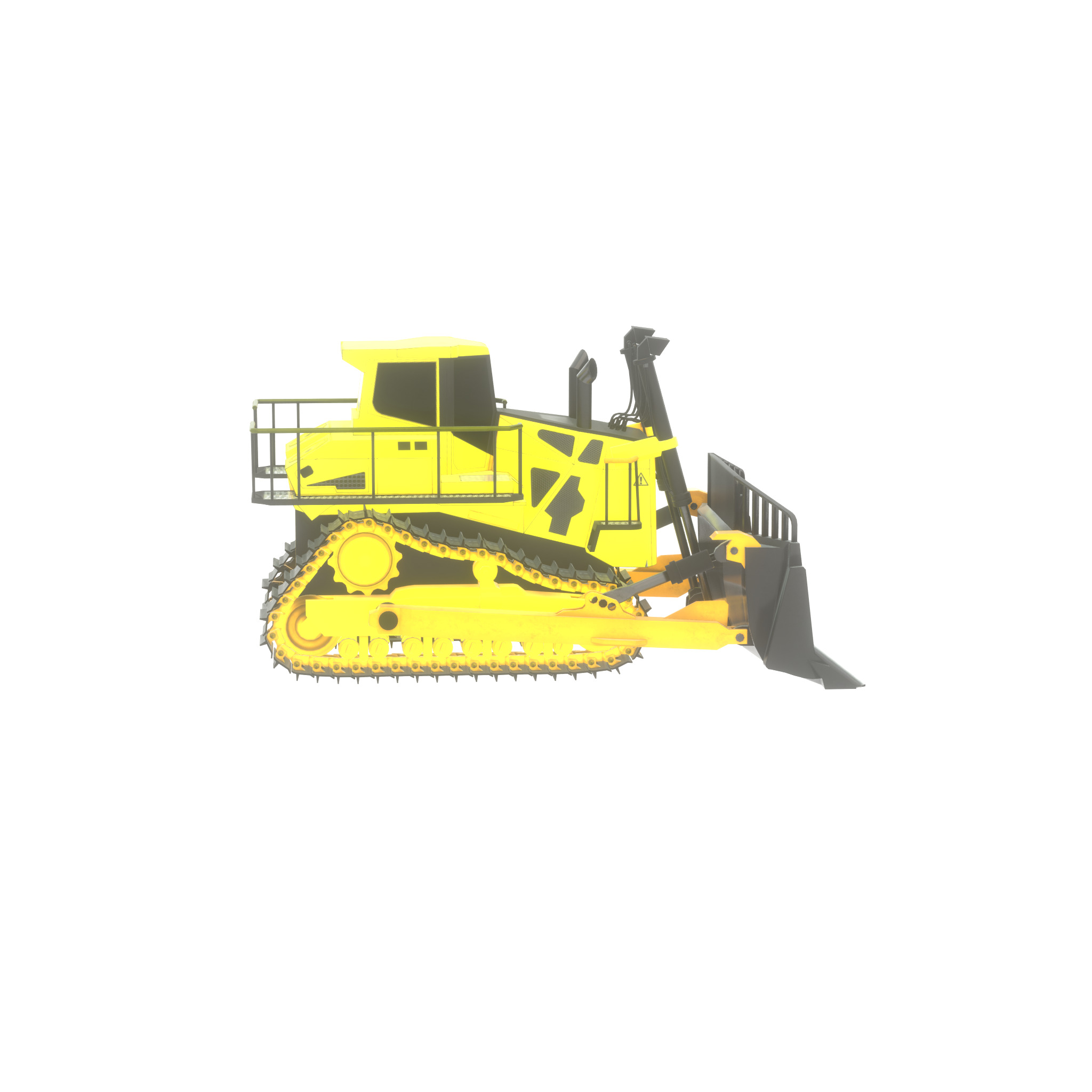 Hydraulic bulldozer tracked construction site vehicle yellow Low-poly 3D model_49