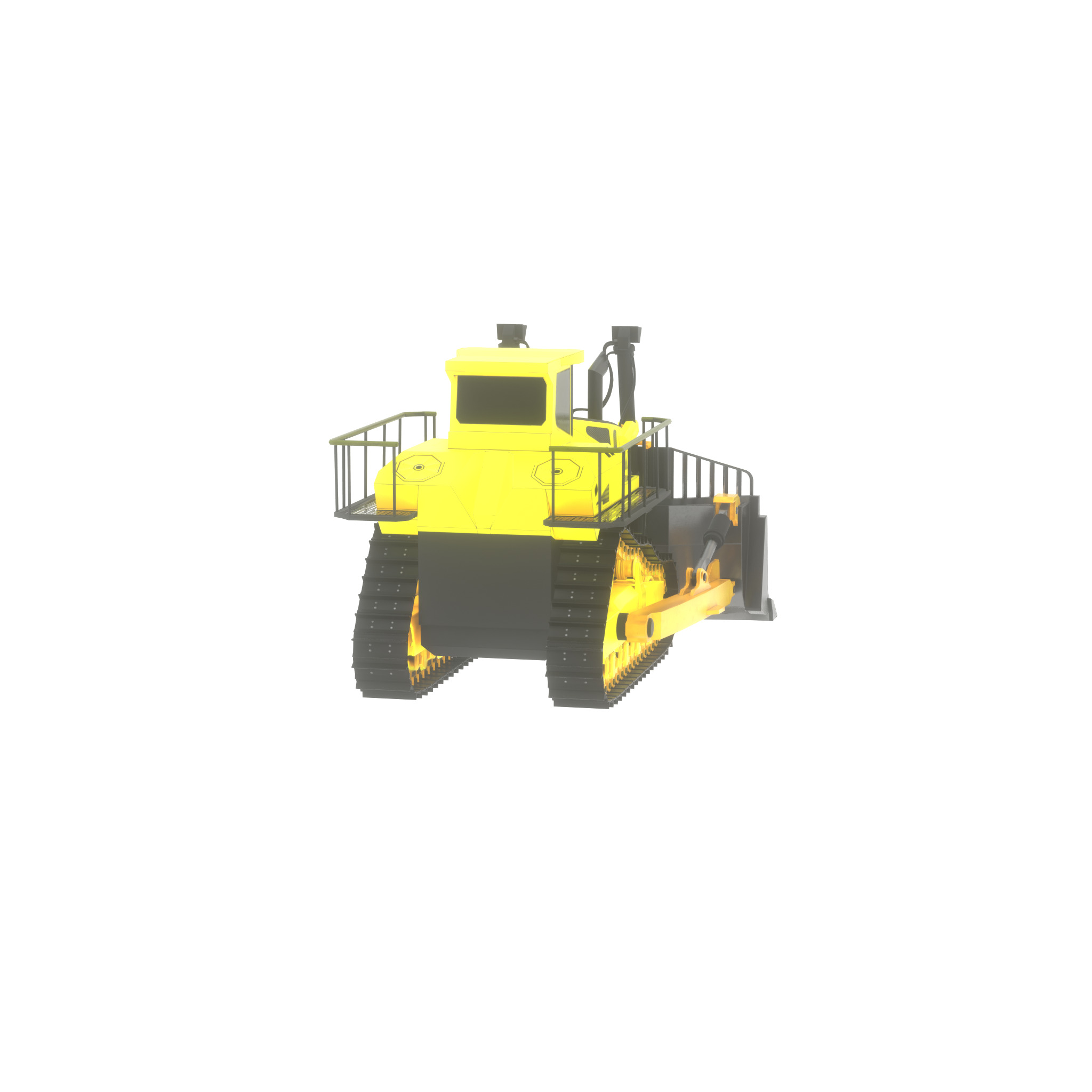 Hydraulic bulldozer tracked construction site vehicle yellow Low-poly 3D model_40