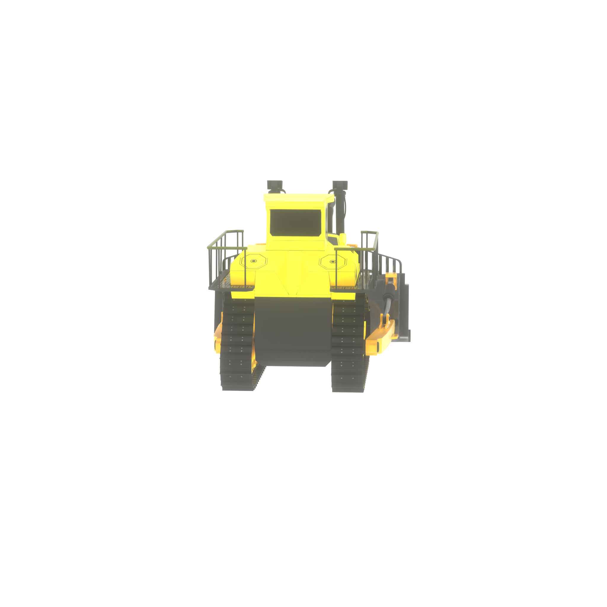 Hydraulic bulldozer tracked construction site vehicle yellow Low-poly 3D model_39