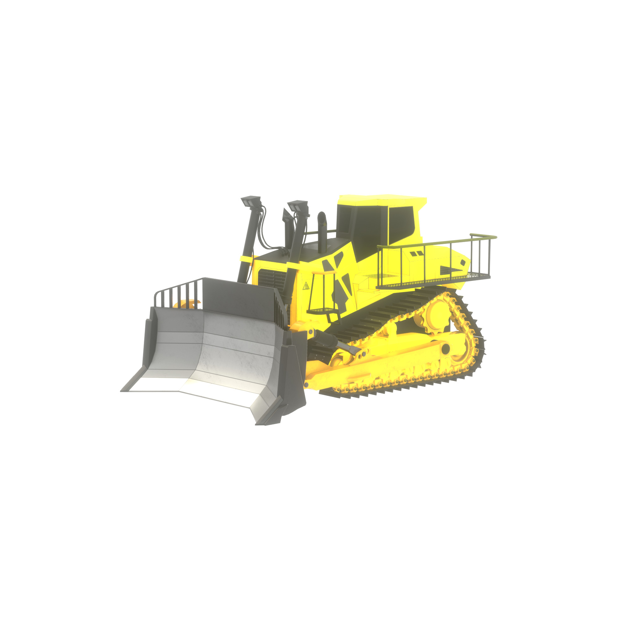 Hydraulic bulldozer tracked construction site vehicle yellow Low-poly 3D model_23