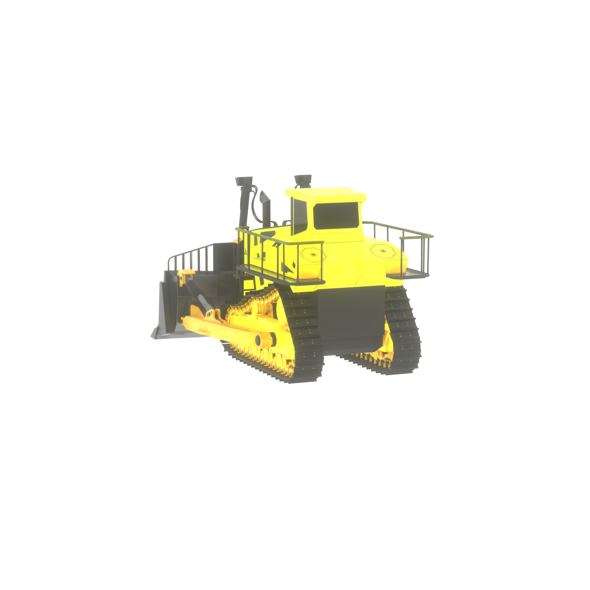 Hydraulic bulldozer tracked construction site vehicle yellow Low-poly 3D model_36