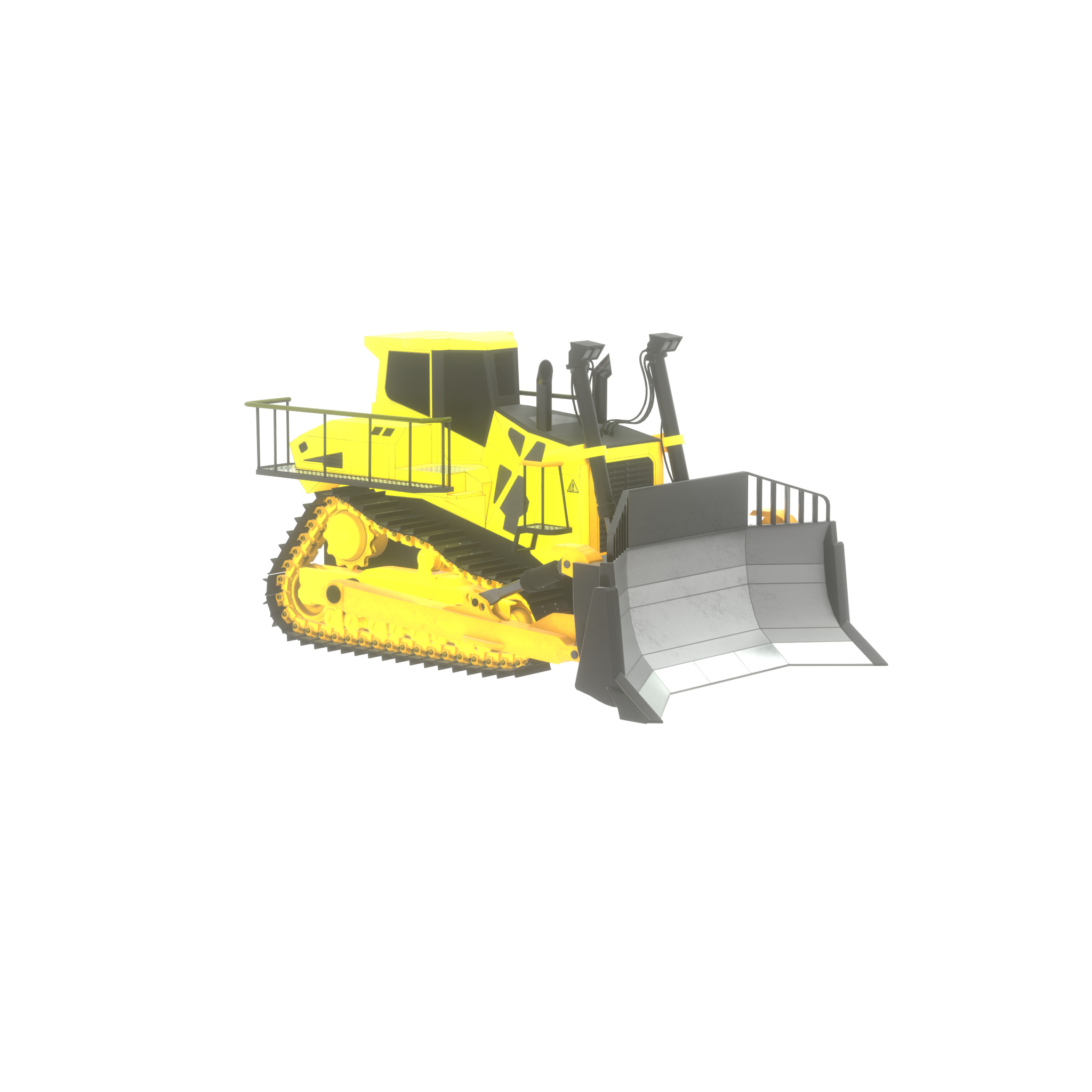 Hydraulic bulldozer tracked construction site vehicle yellow Low-poly 3D model_55