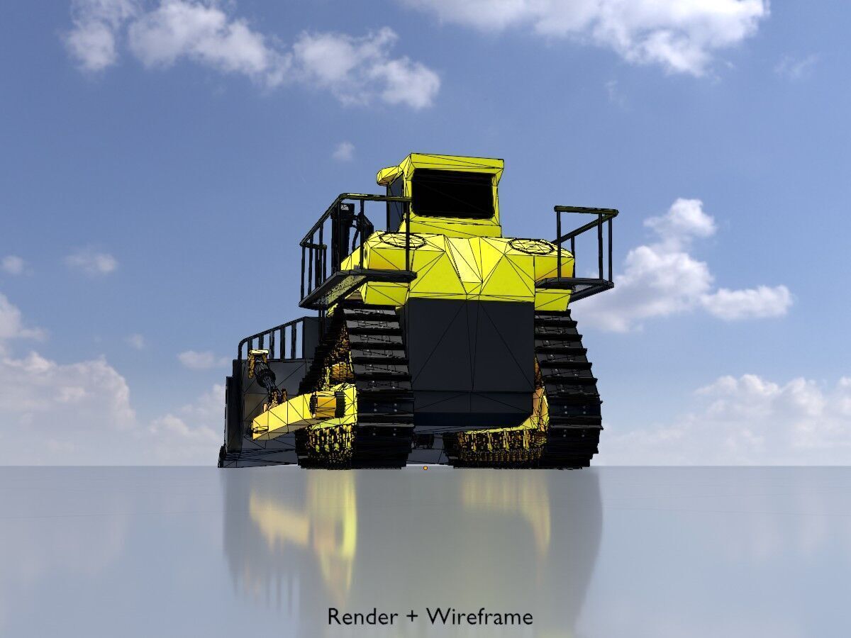 Hydraulic bulldozer tracked construction site vehicle yellow Low-poly 3D model_6