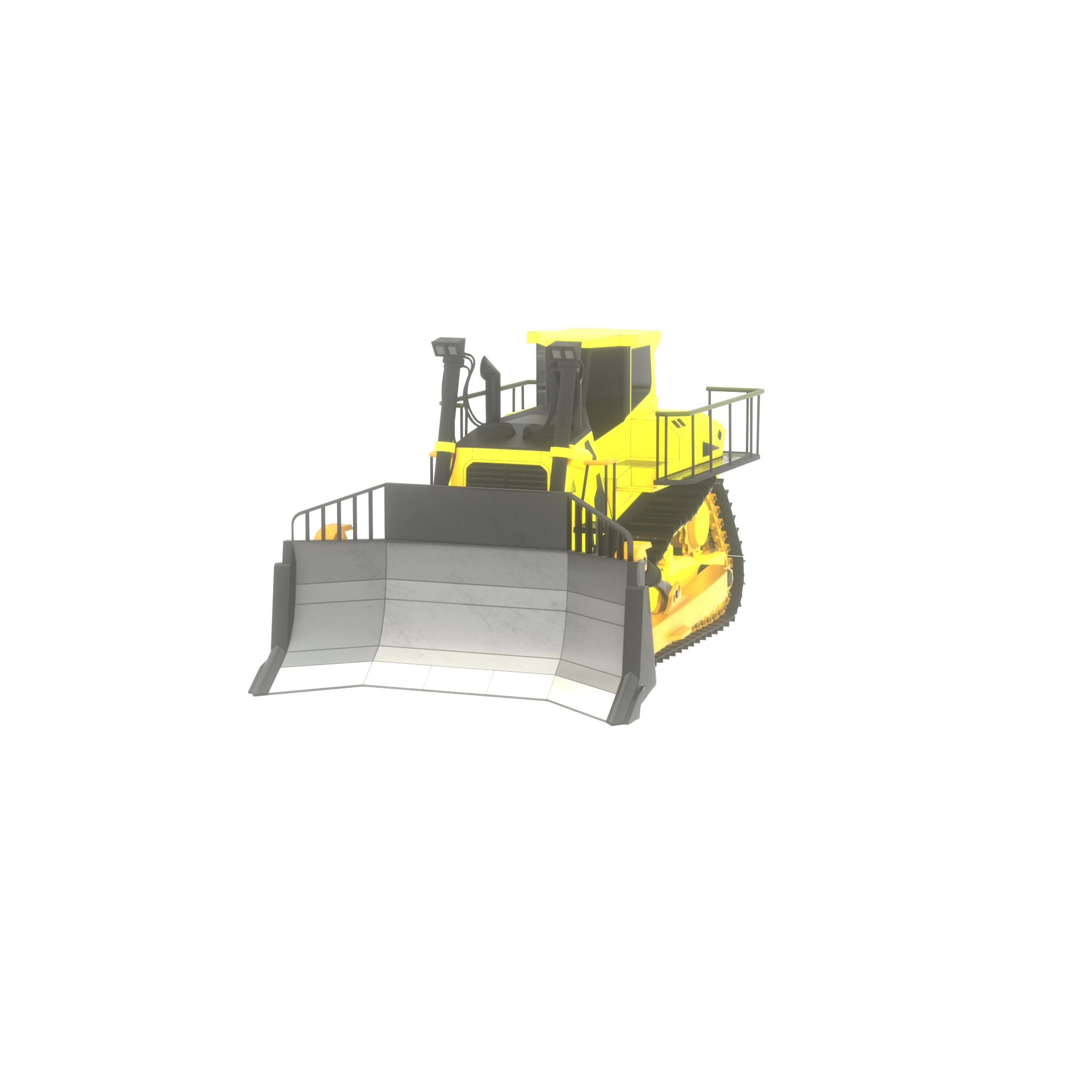 Hydraulic bulldozer tracked construction site vehicle yellow Low-poly 3D model_61