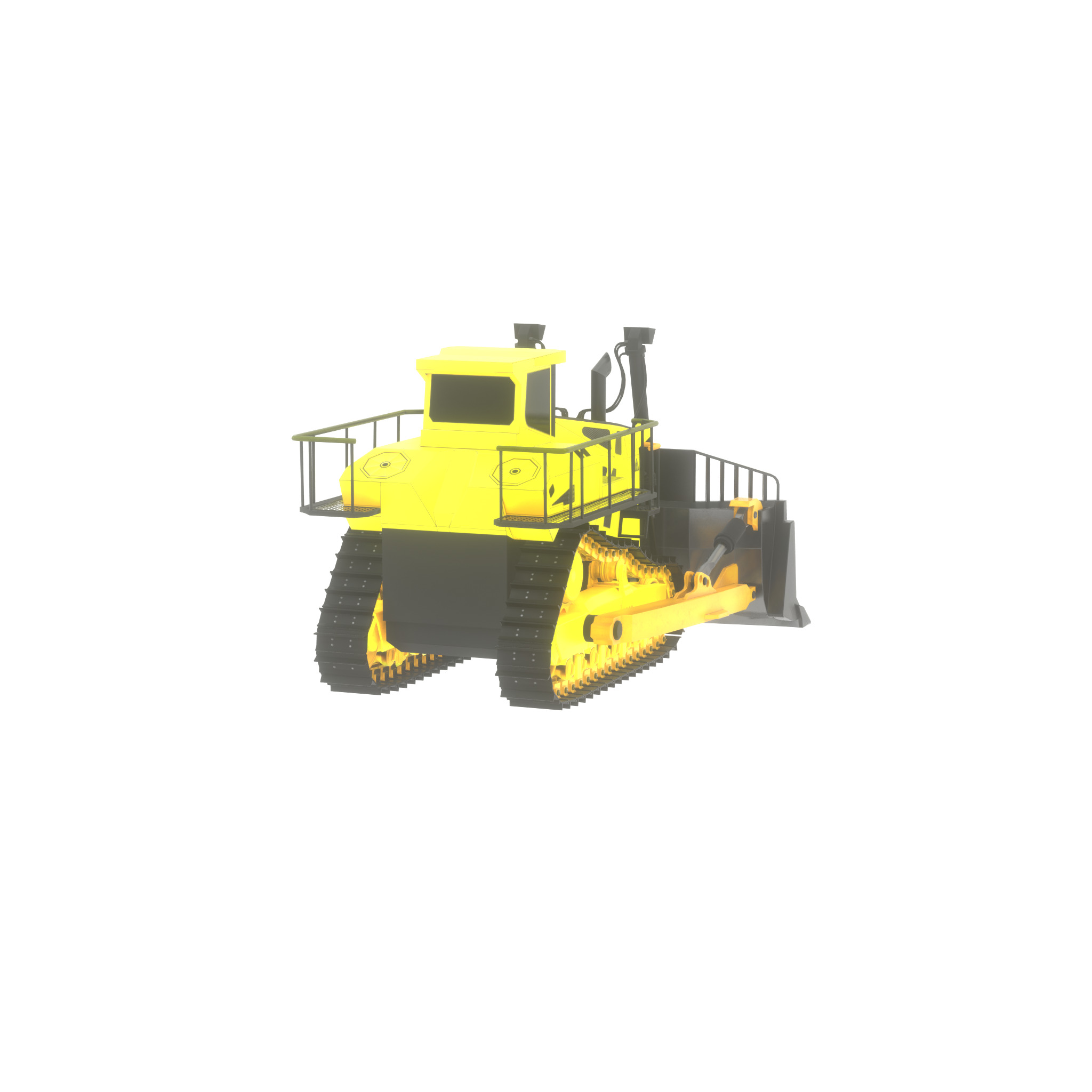 Hydraulic bulldozer tracked construction site vehicle yellow Low-poly 3D model_41