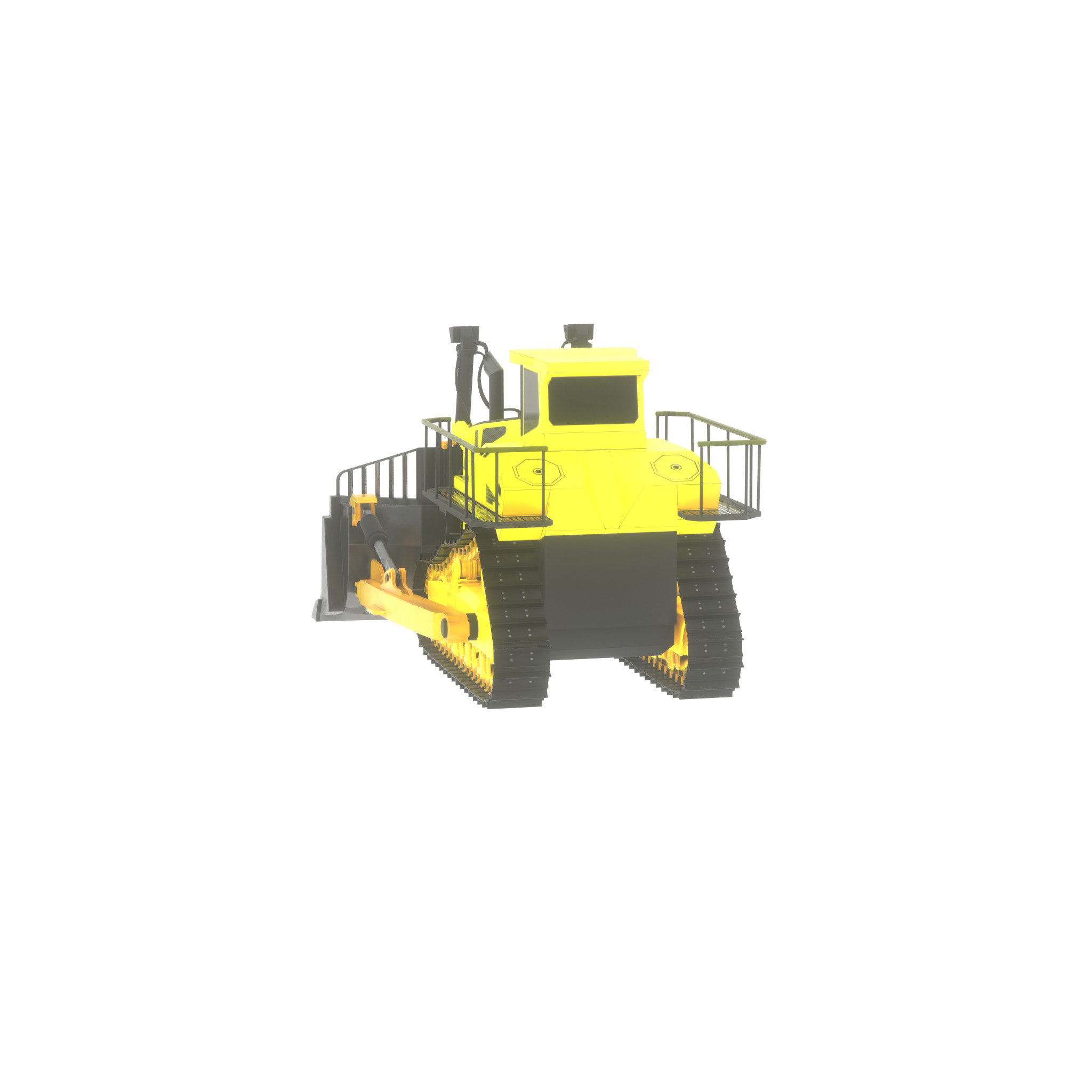 Hydraulic bulldozer tracked construction site vehicle yellow Low-poly 3D model_37