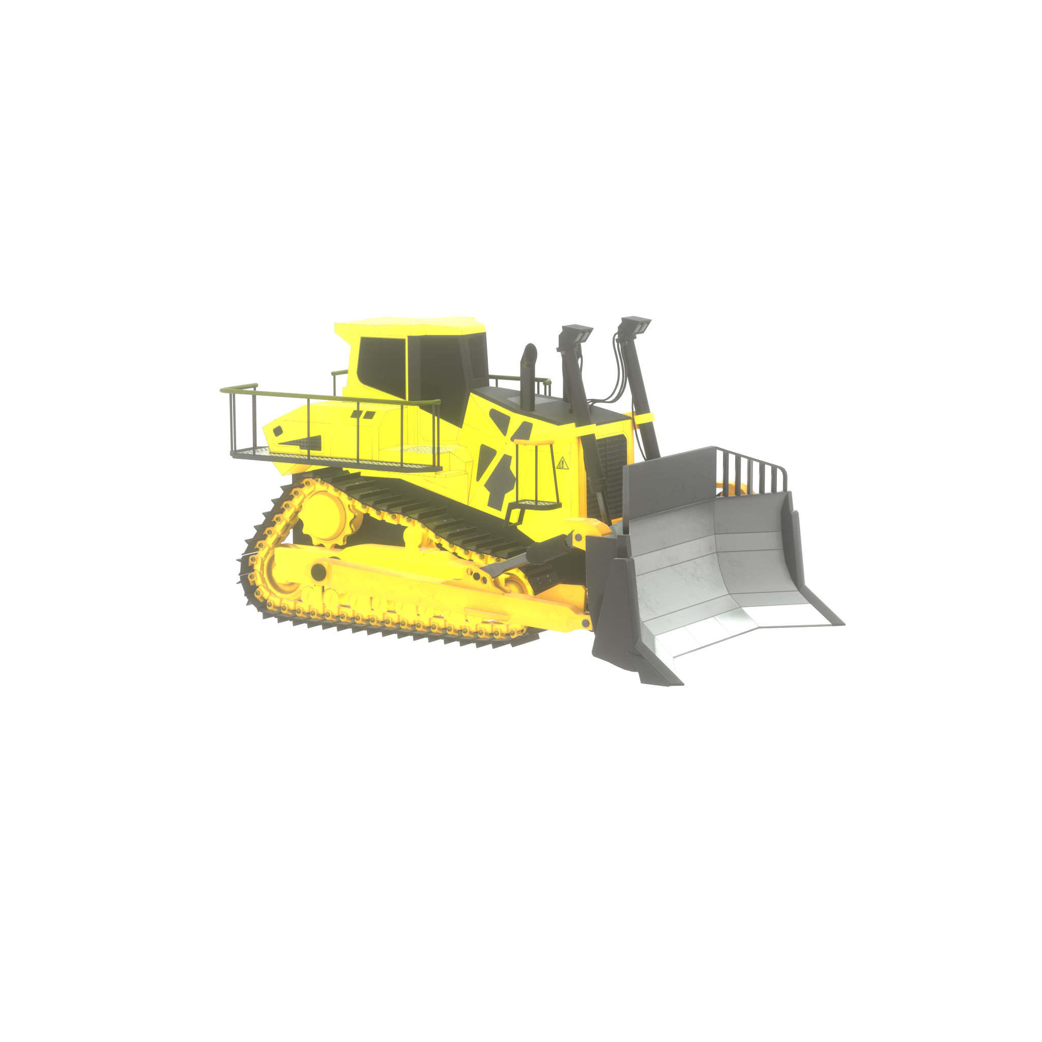 Hydraulic bulldozer tracked construction site vehicle yellow Low-poly 3D model_53