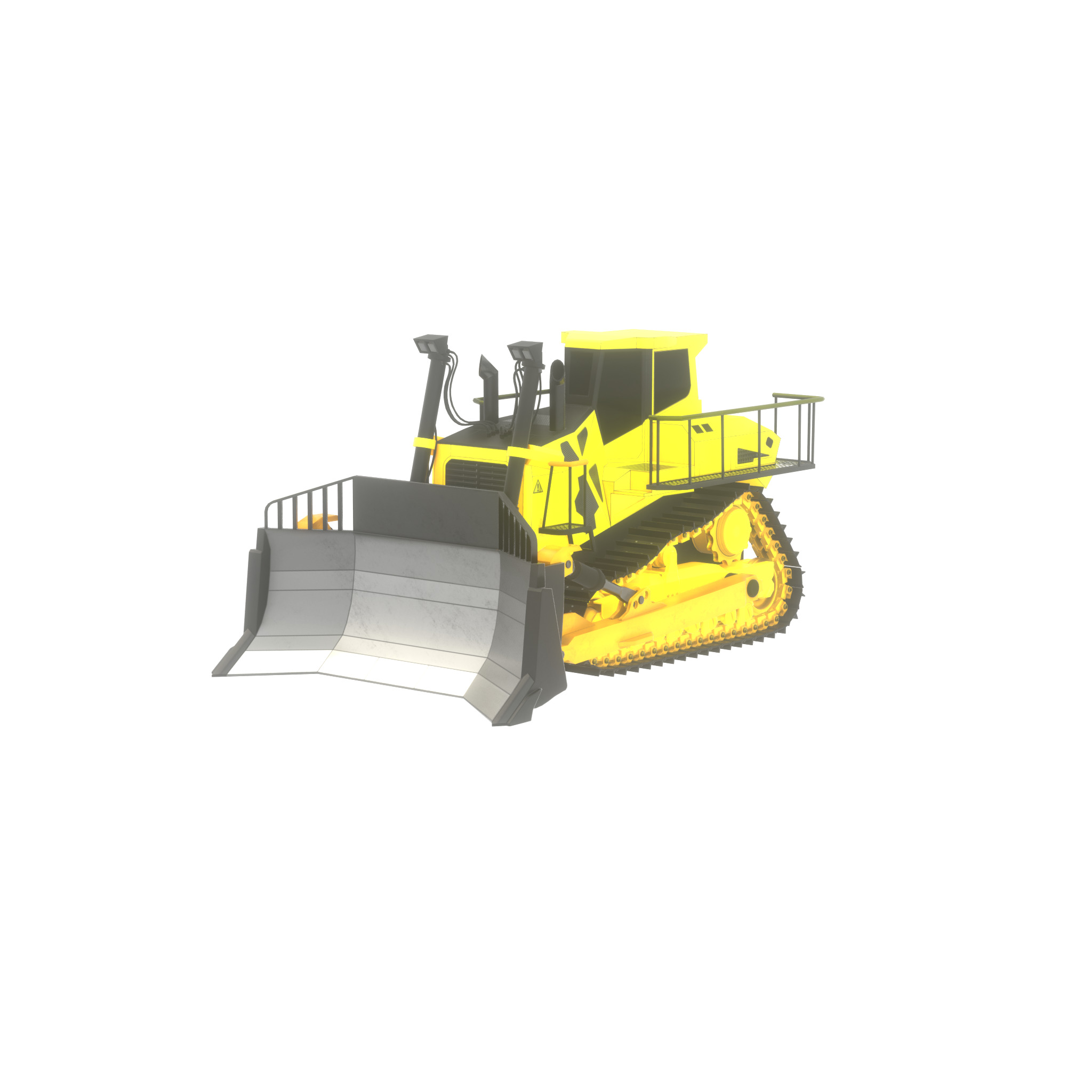 Hydraulic bulldozer tracked construction site vehicle yellow Low-poly 3D model_22