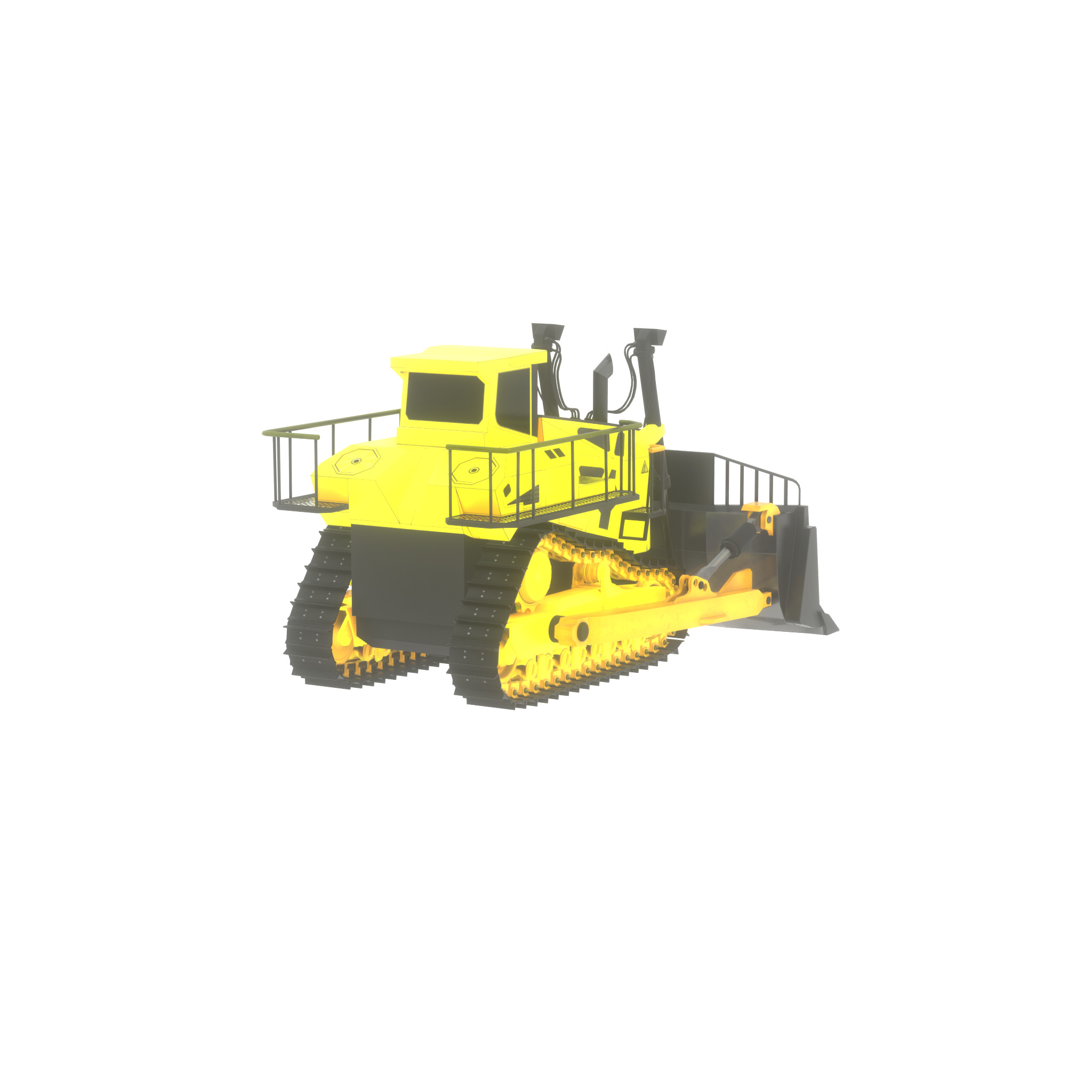 Hydraulic bulldozer tracked construction site vehicle yellow Low-poly 3D model_42