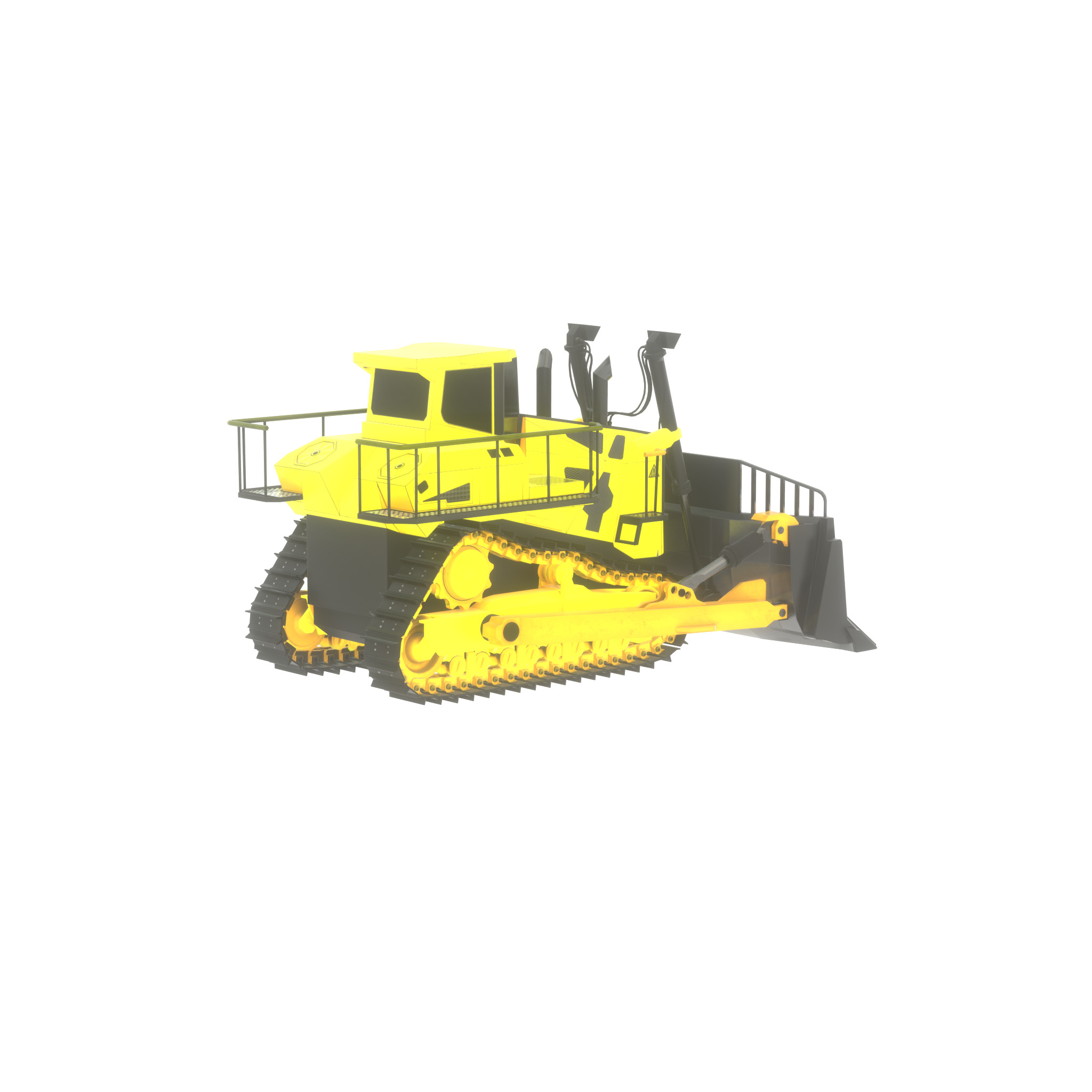 Hydraulic bulldozer tracked construction site vehicle yellow Low-poly 3D model_45
