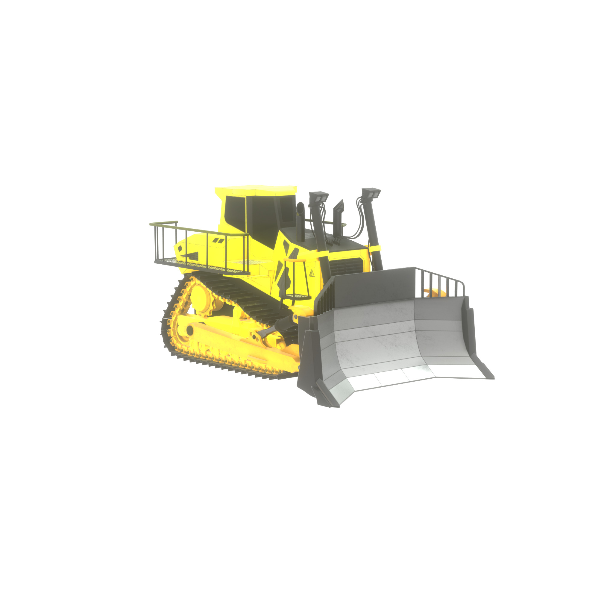 Hydraulic bulldozer tracked construction site vehicle yellow Low-poly 3D model_56