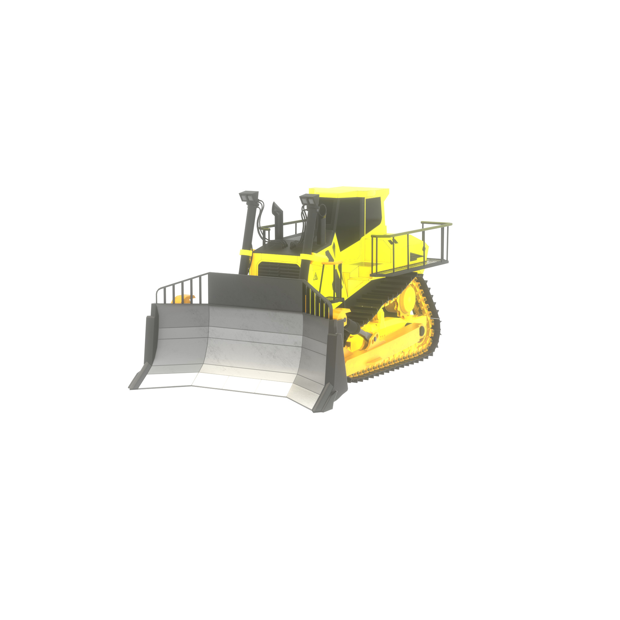 Hydraulic bulldozer tracked construction site vehicle yellow Low-poly 3D model_62