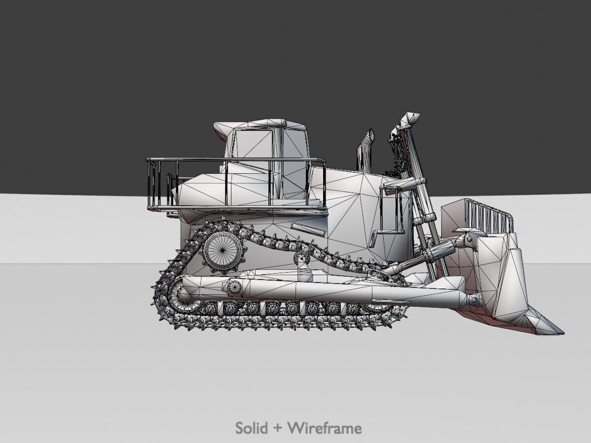 Hydraulic bulldozer tracked construction site vehicle yellow Low-poly 3D model_11