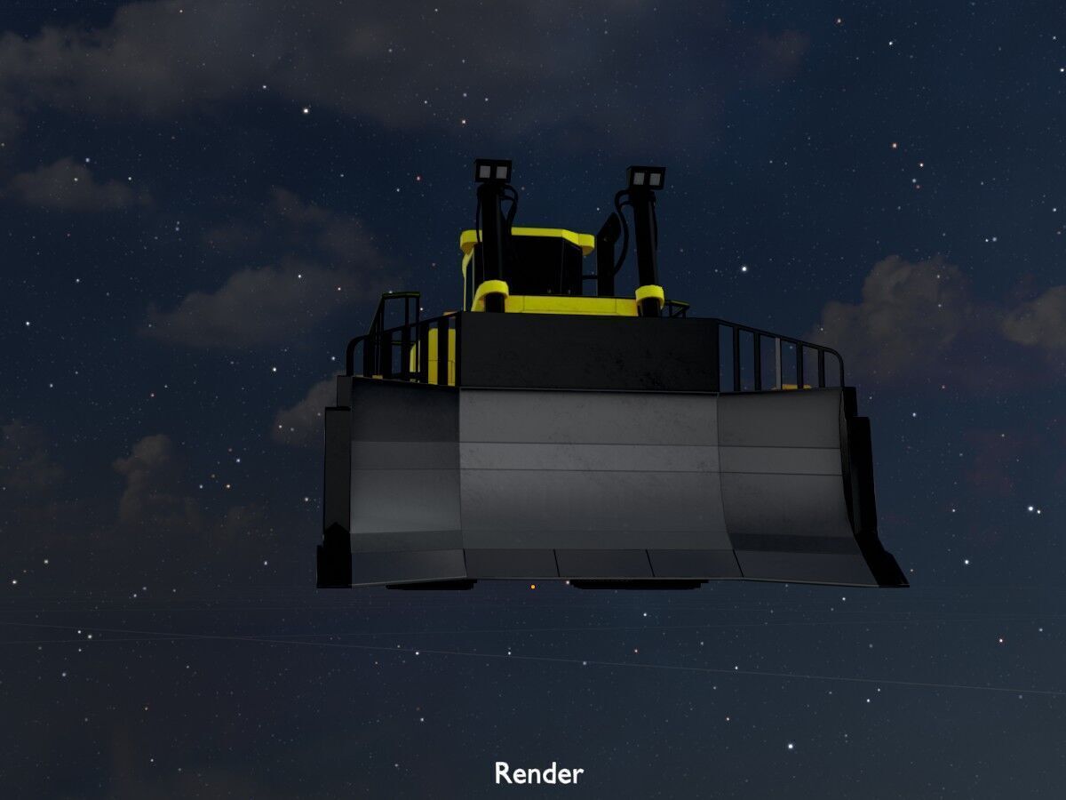 Hydraulic bulldozer tracked construction site vehicle yellow Low-poly 3D model_20